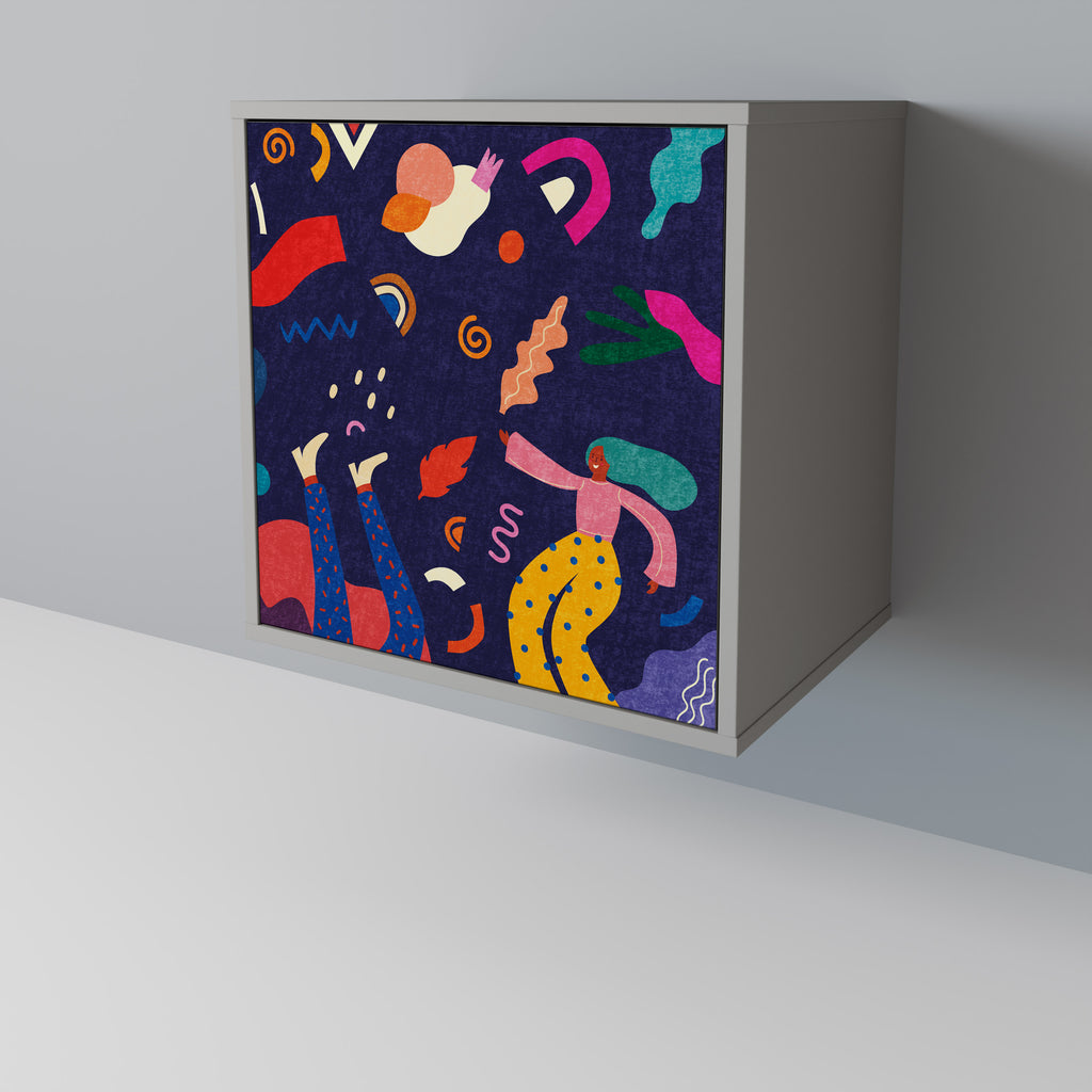 PLACERES FESTIVOS Aparador de 1 puerta en acabado gris