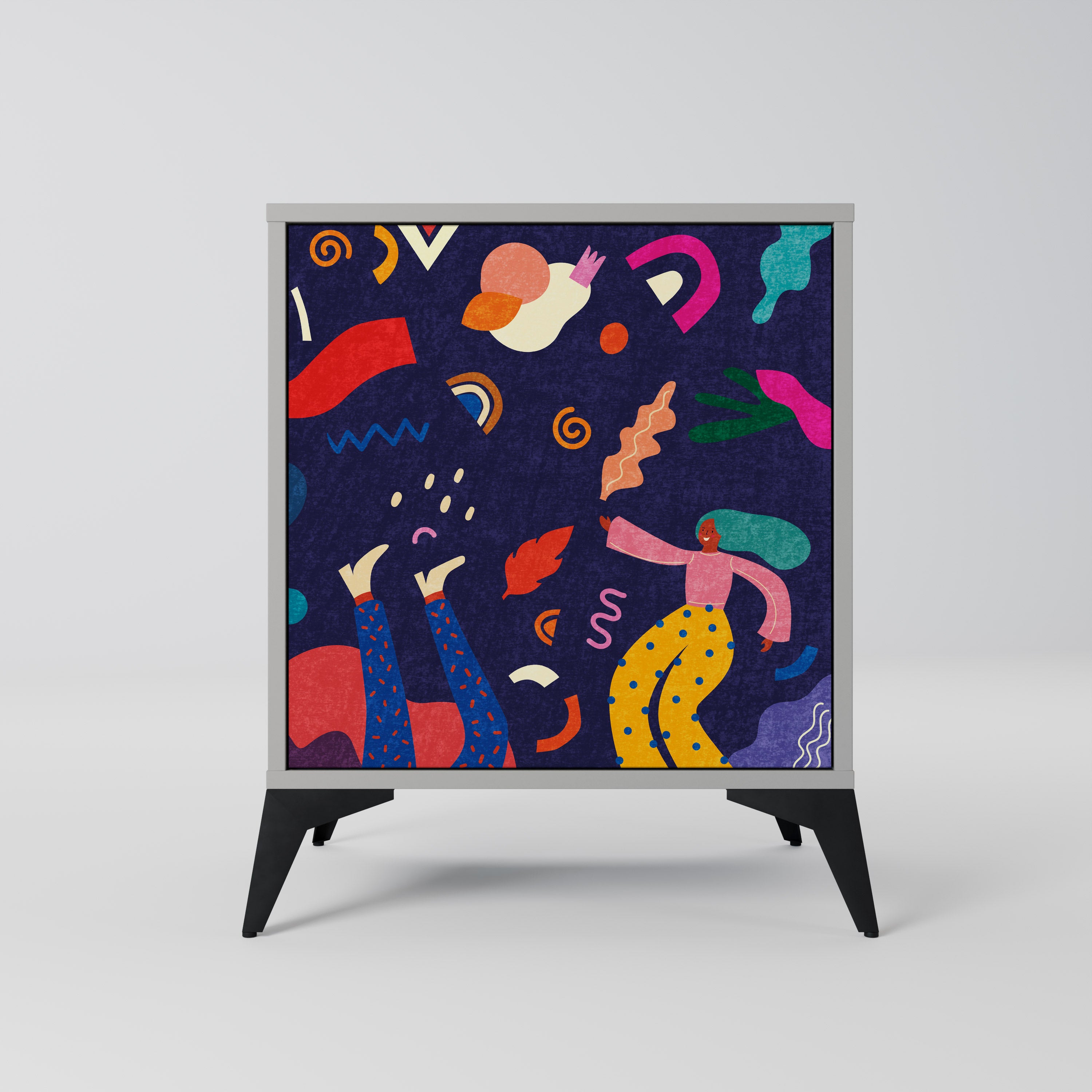 PLACERES FESTIVOS Aparador de 1 puerta en acabado gris