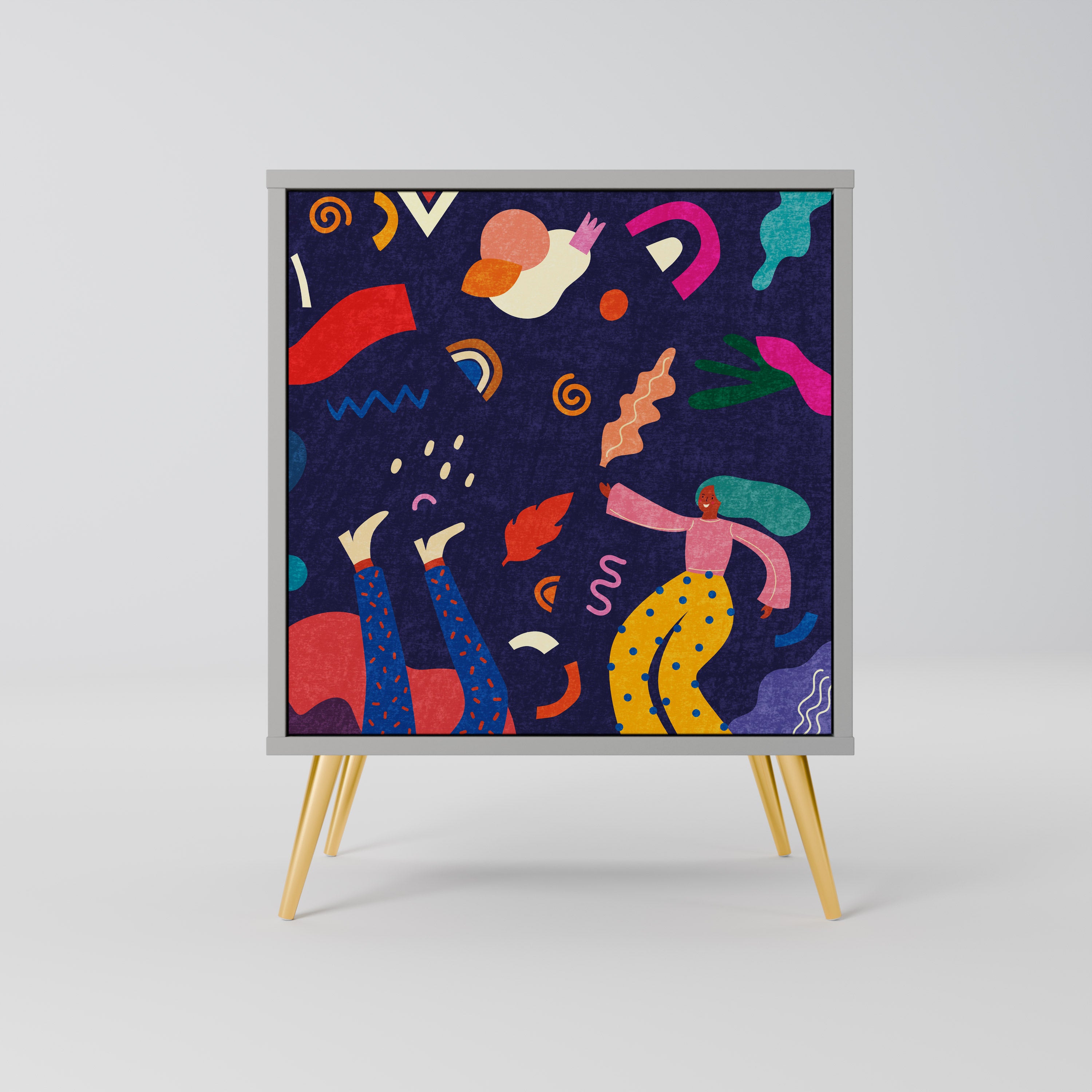 PLACERES FESTIVOS Aparador de 1 puerta en acabado gris