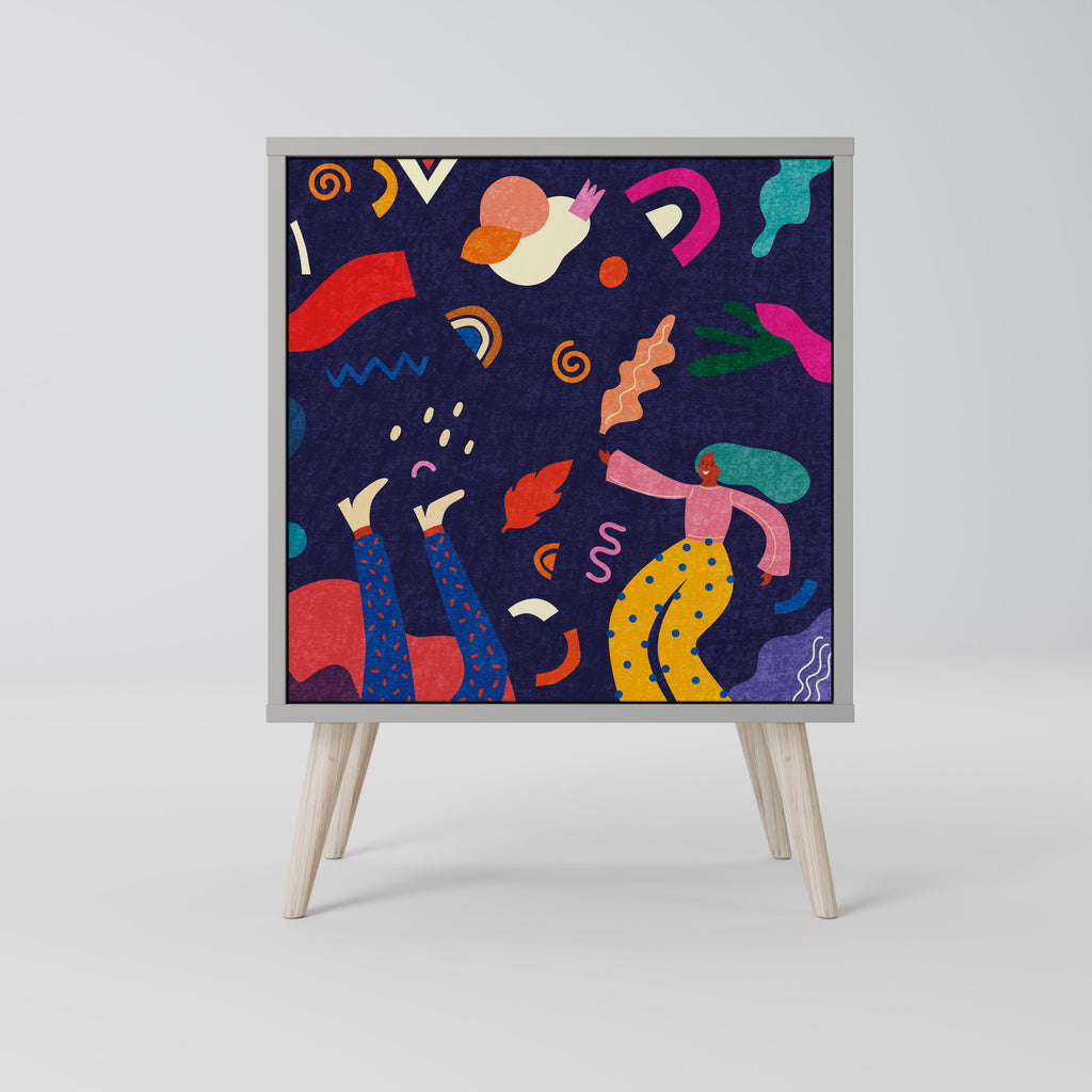 PLACERES FESTIVOS Aparador de 1 puerta en acabado gris