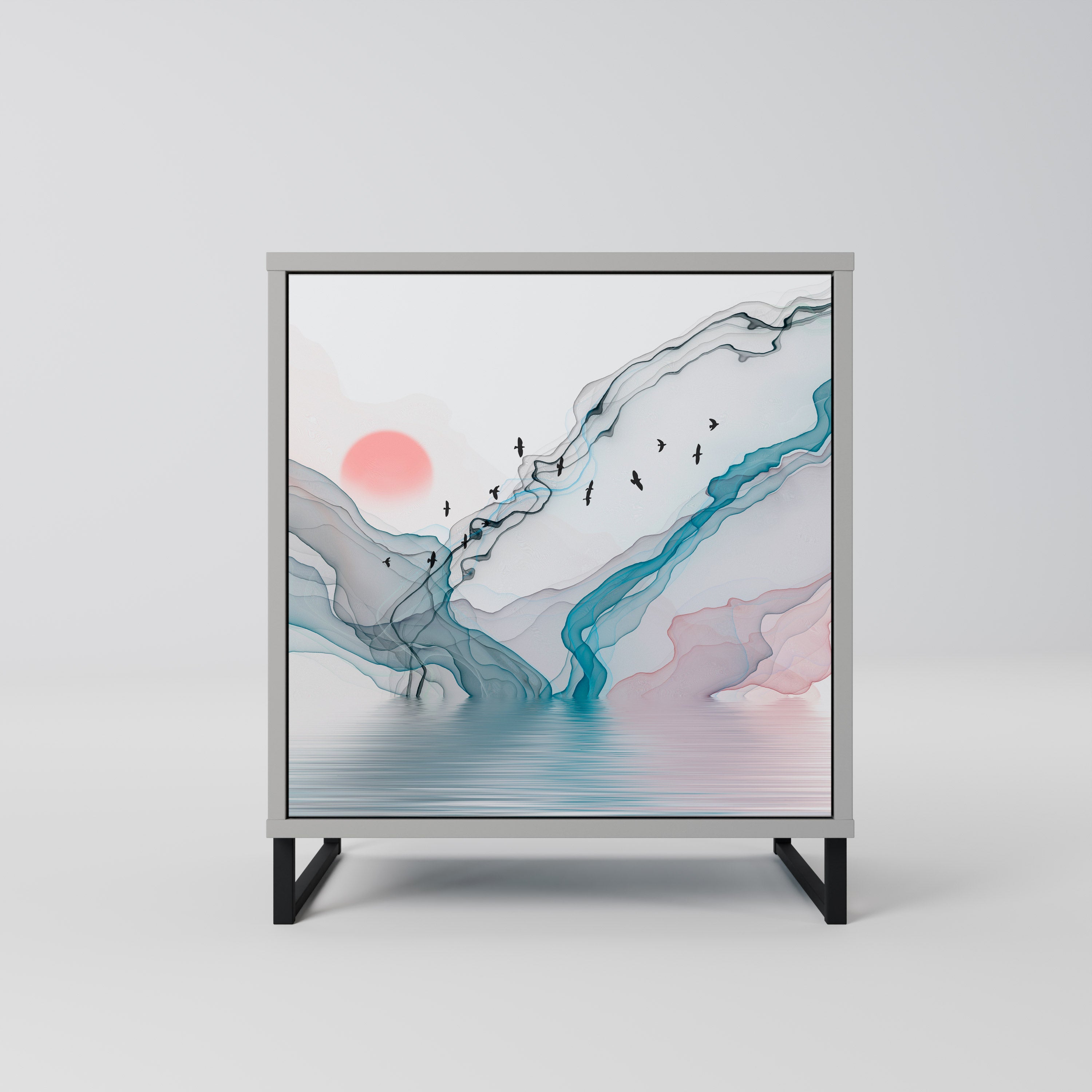 Aparador VELVET CROSSING de 1 puerta en acabado gris