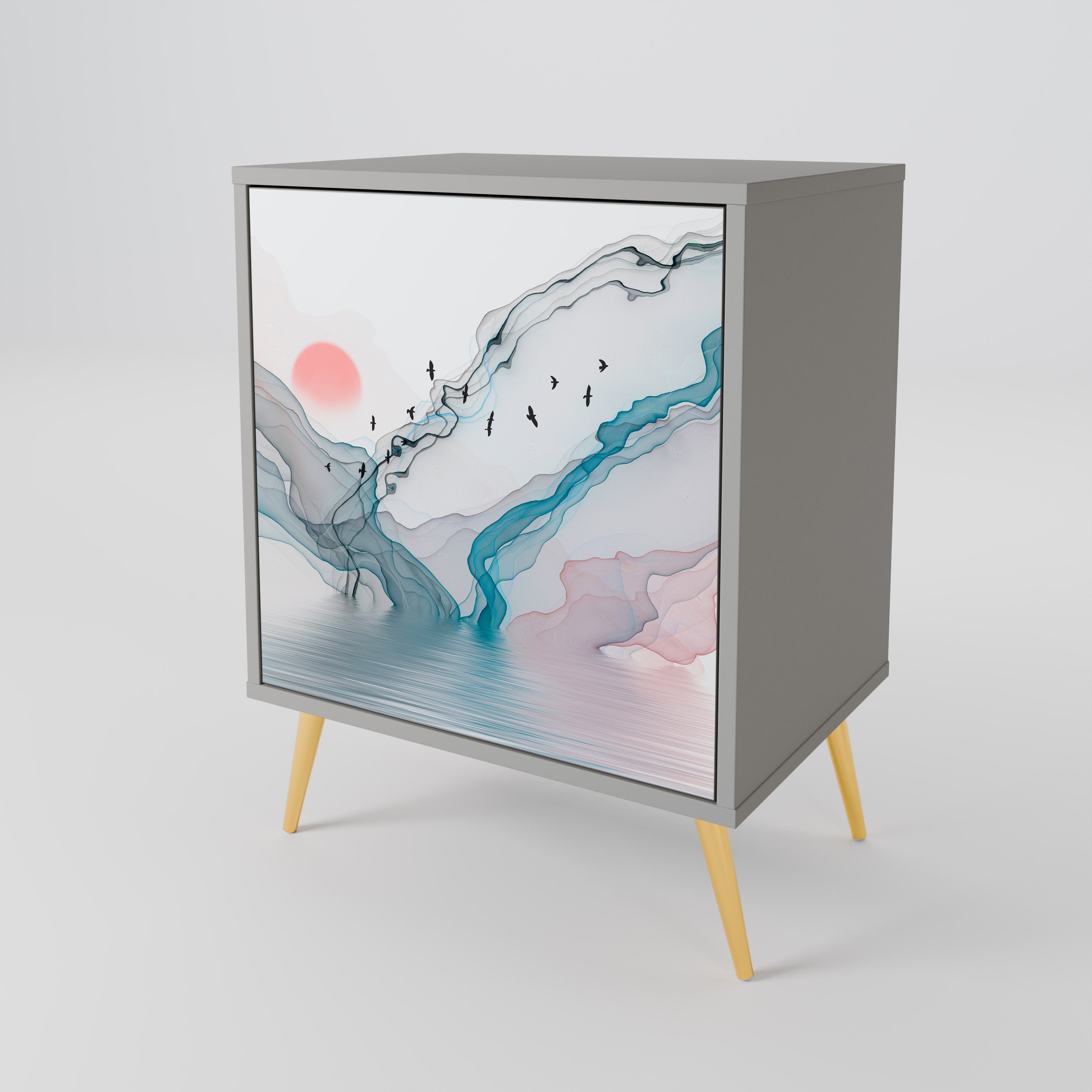 Aparador VELVET CROSSING de 1 puerta en acabado gris