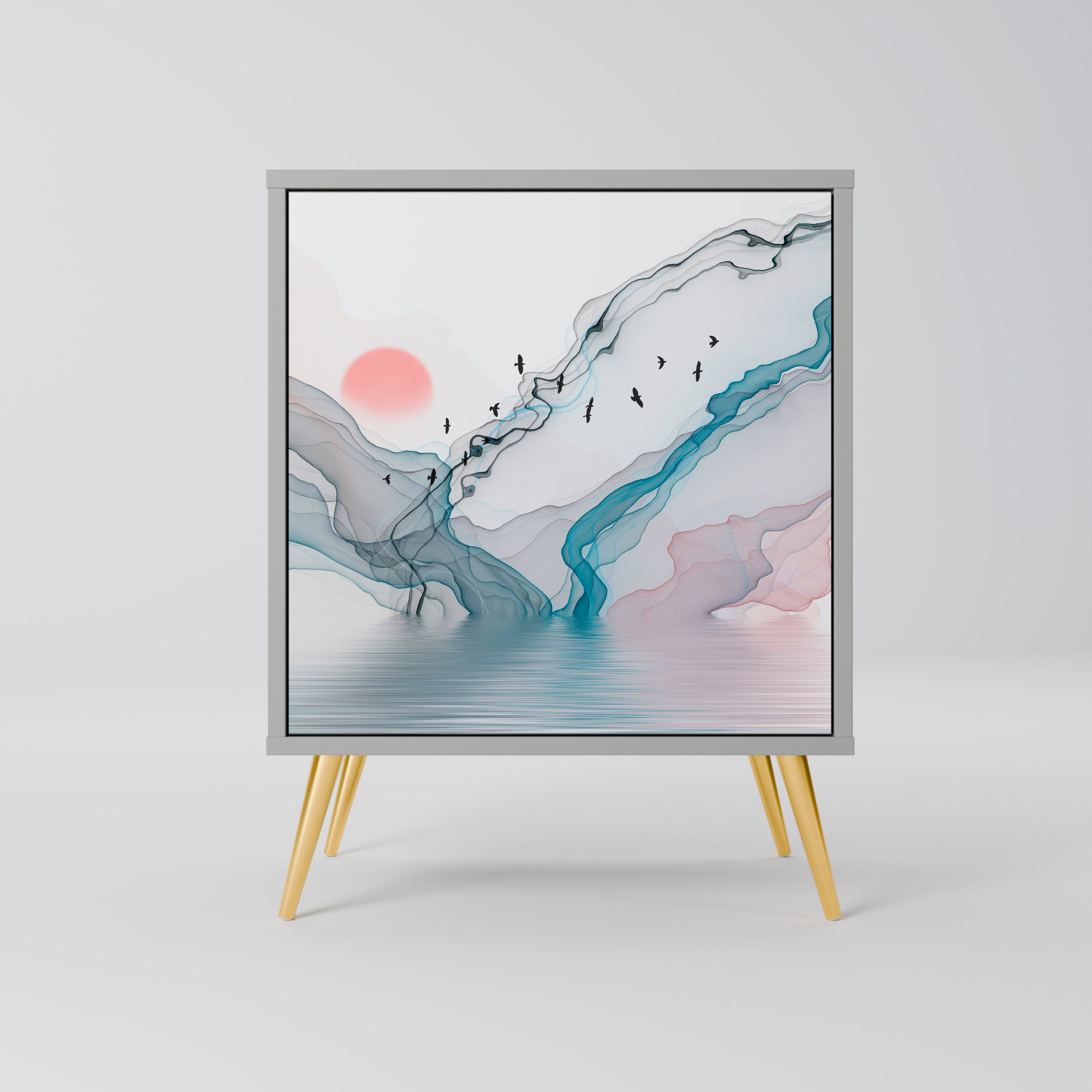 Aparador VELVET CROSSING de 1 puerta en acabado gris