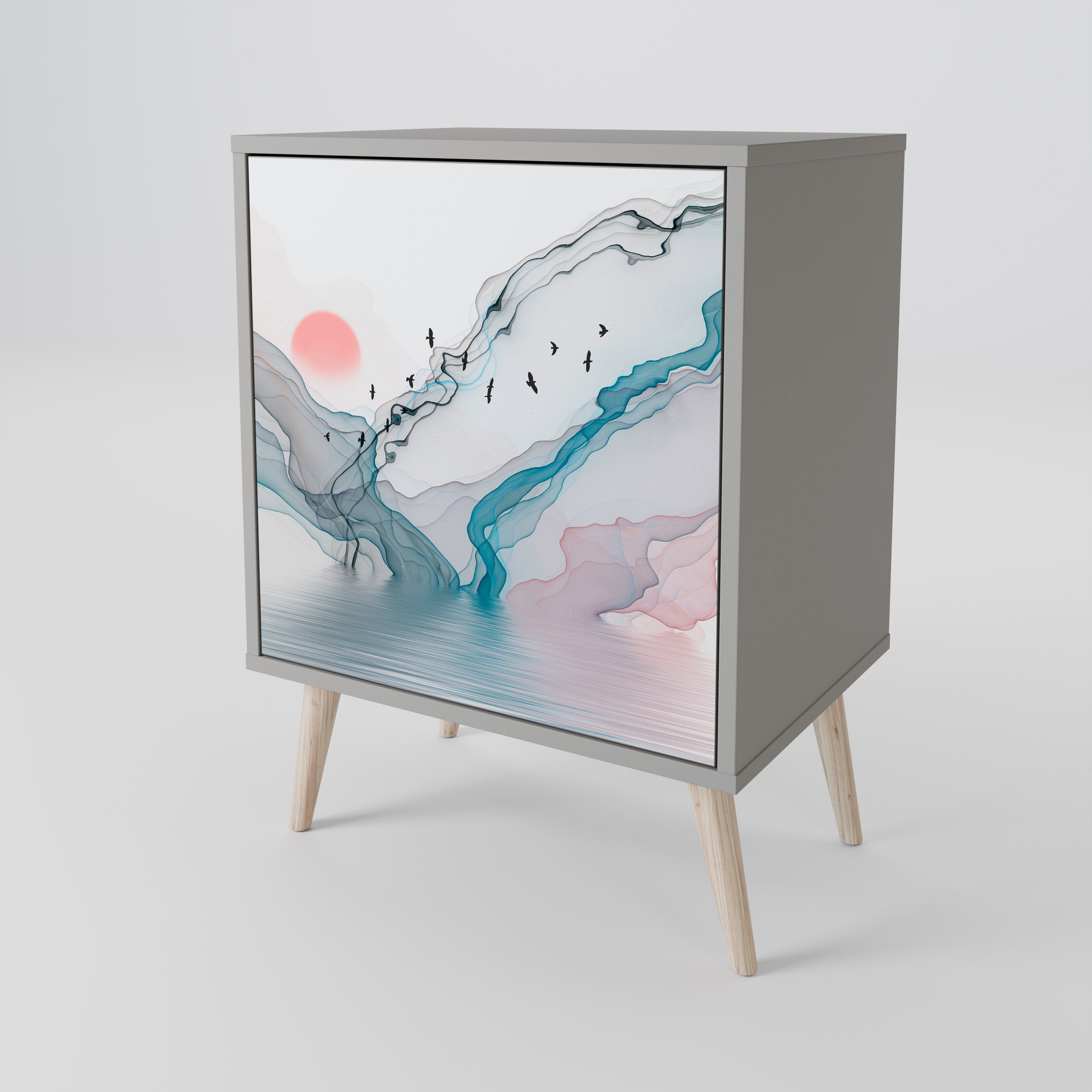 Aparador VELVET CROSSING de 1 puerta en acabado gris