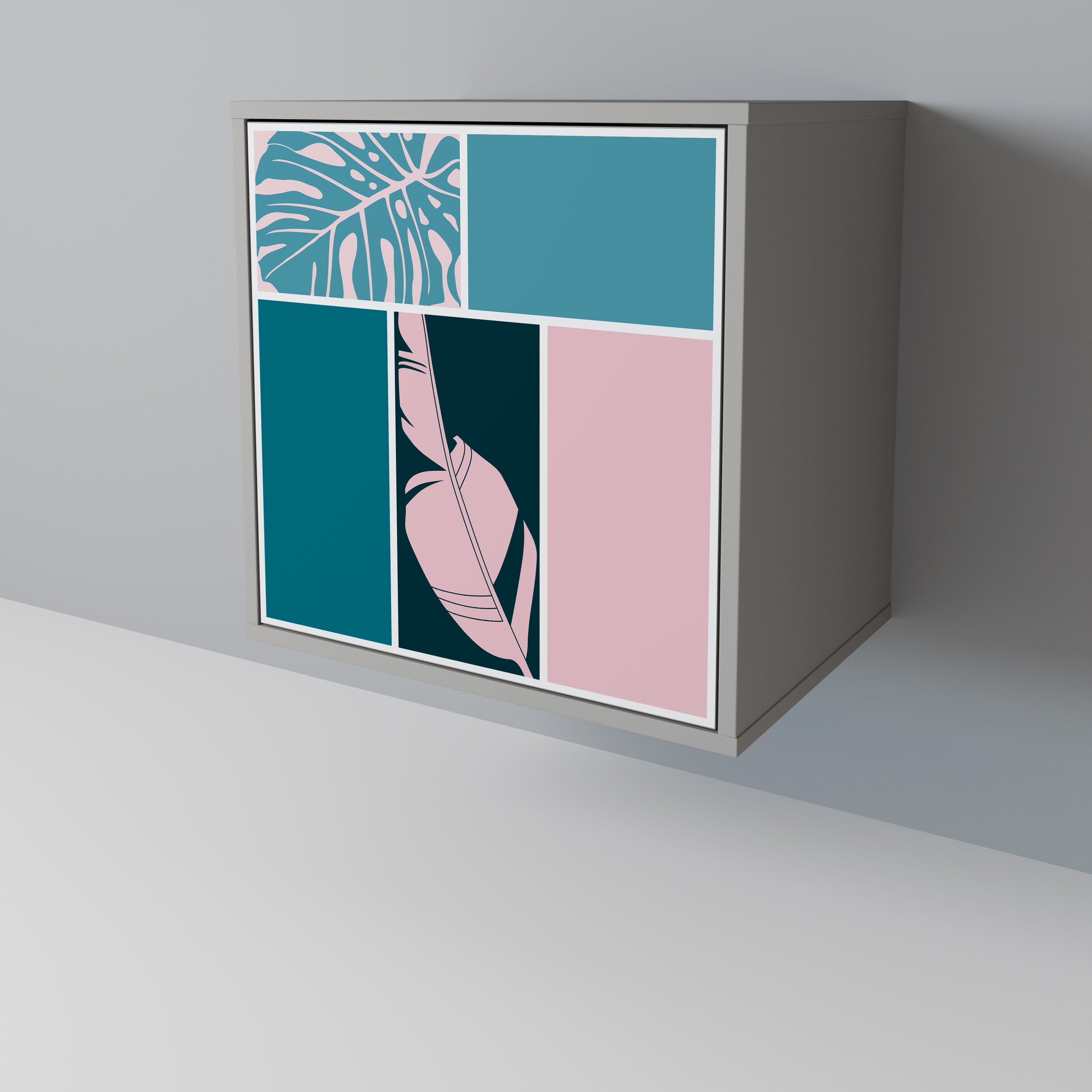 COMBINACIÓN DE FORMAS Aparador de 1 puerta en acabado gris