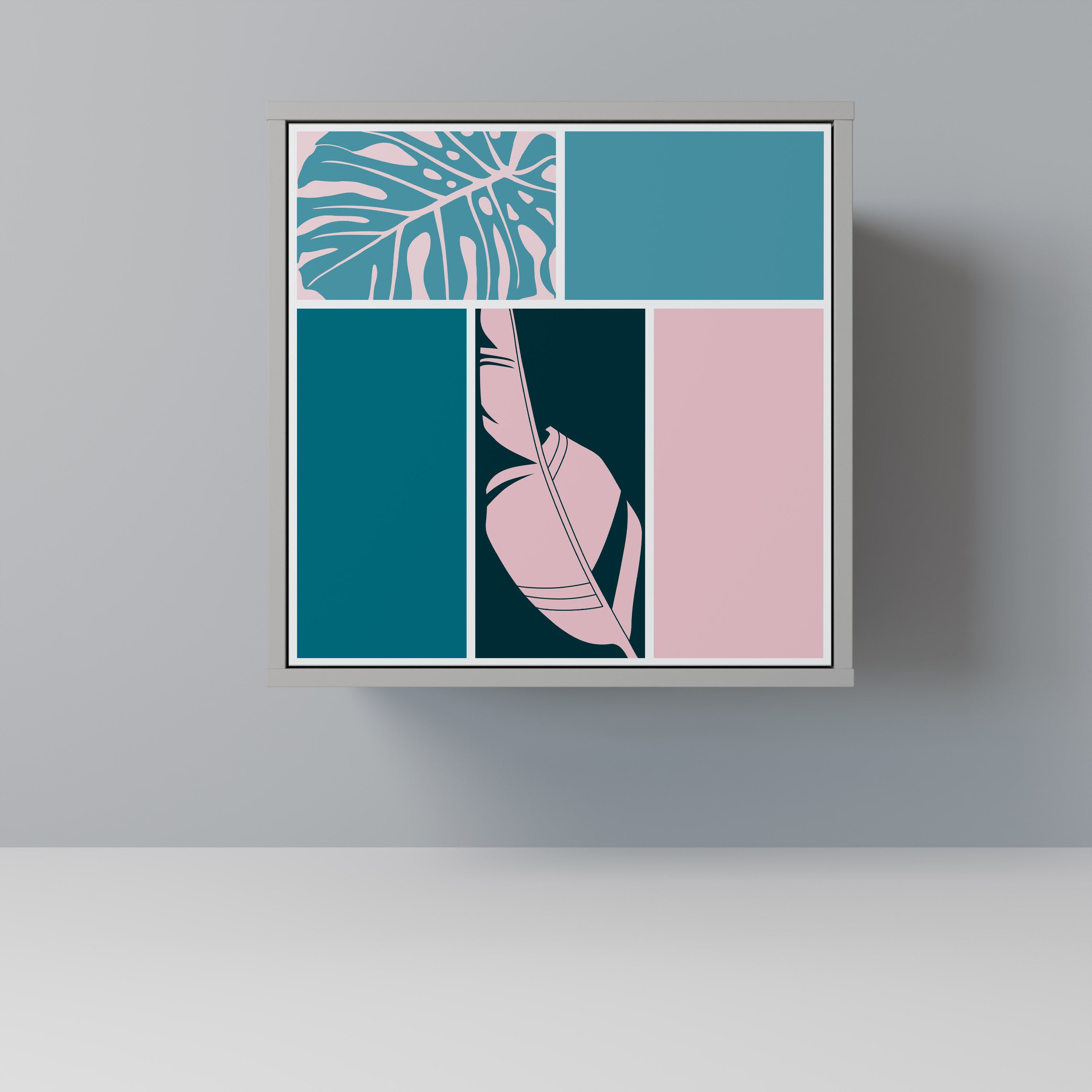 COMBINACIÓN DE FORMAS Aparador de 1 puerta en acabado gris