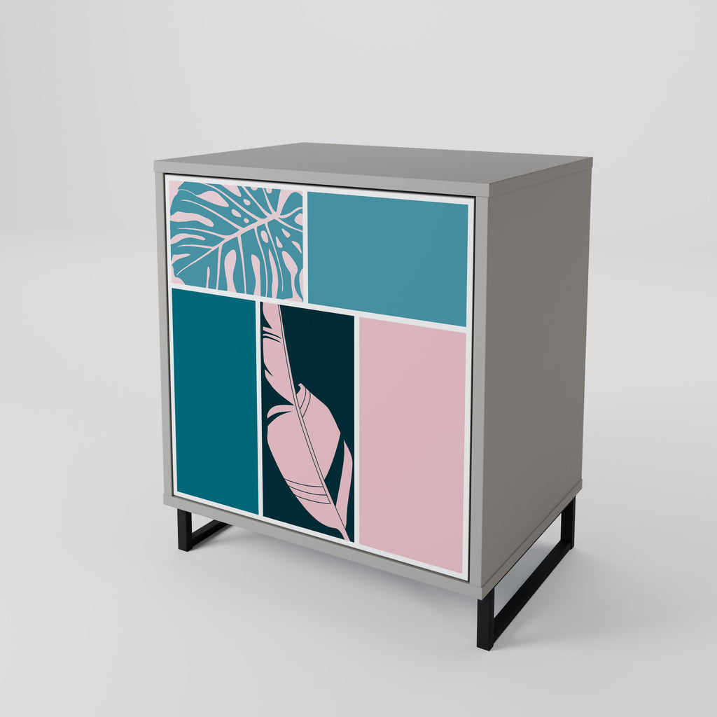 COMBINACIÓN DE FORMAS Aparador de 1 puerta en acabado gris