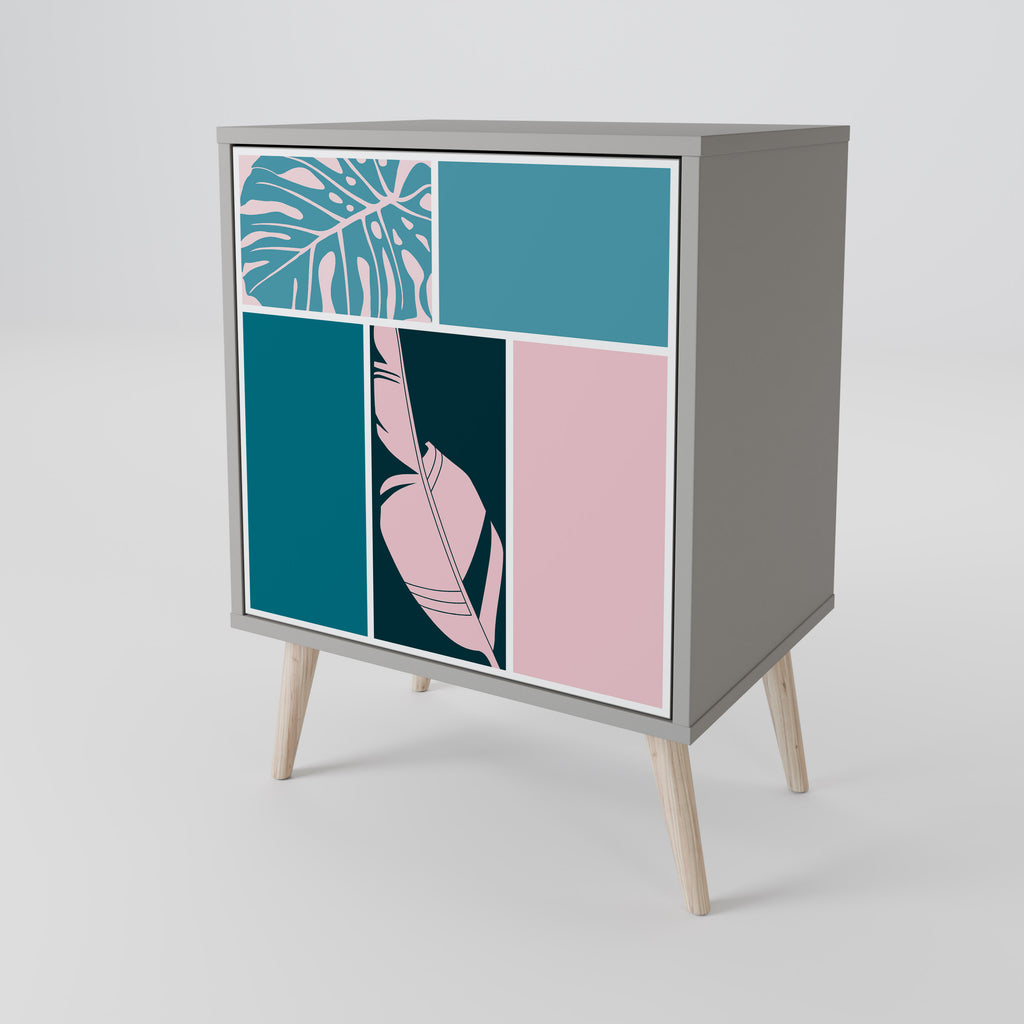 COMBINACIÓN DE FORMAS Aparador de 1 puerta en acabado gris