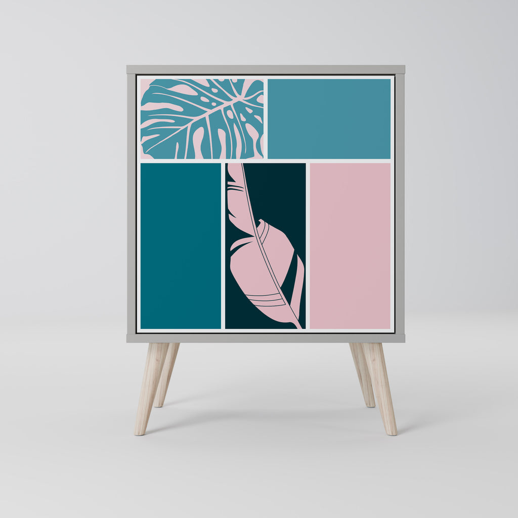 COMBINACIÓN DE FORMAS Aparador de 1 puerta en acabado gris