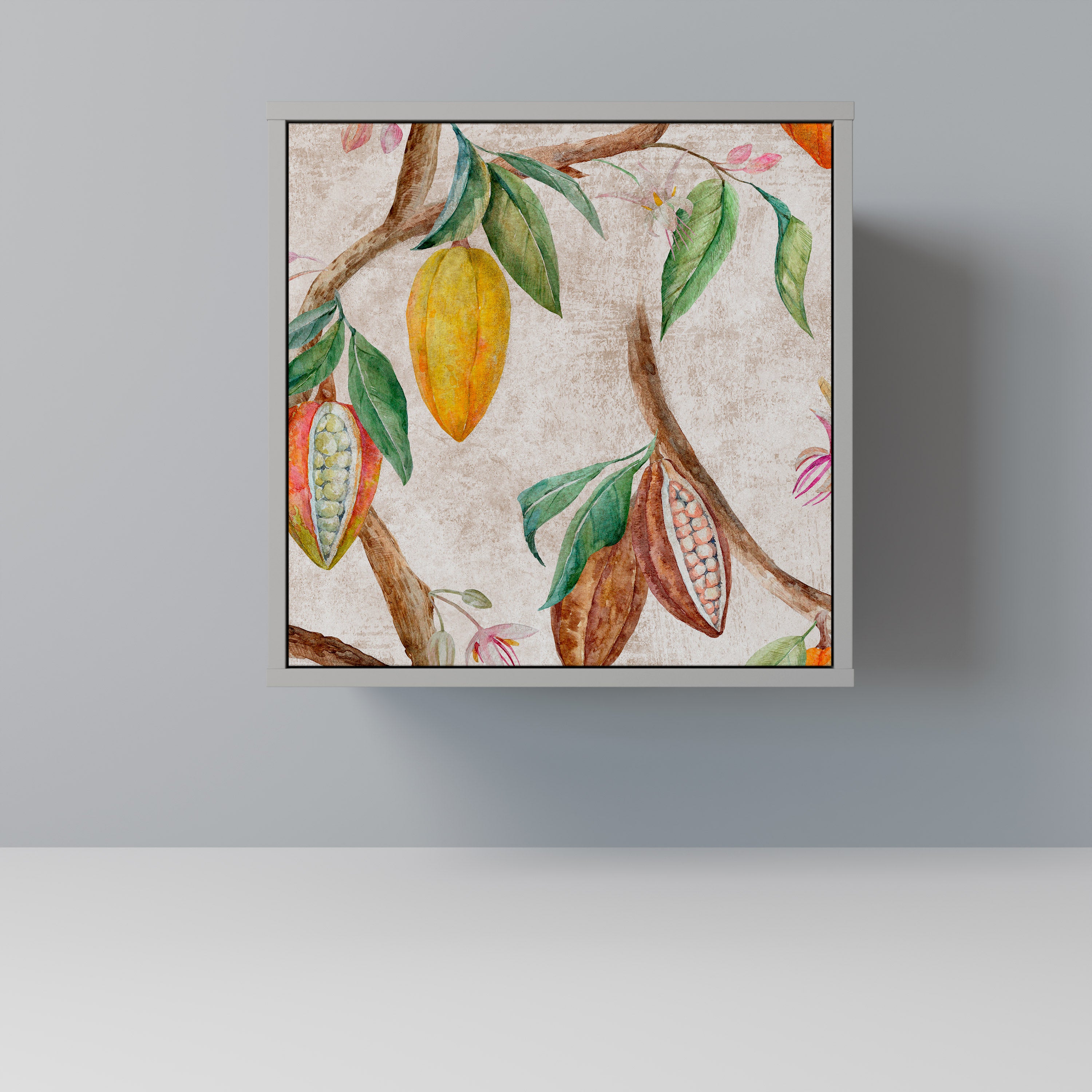 Aparador de 1 puerta COCOA FRUITS en acabado gris