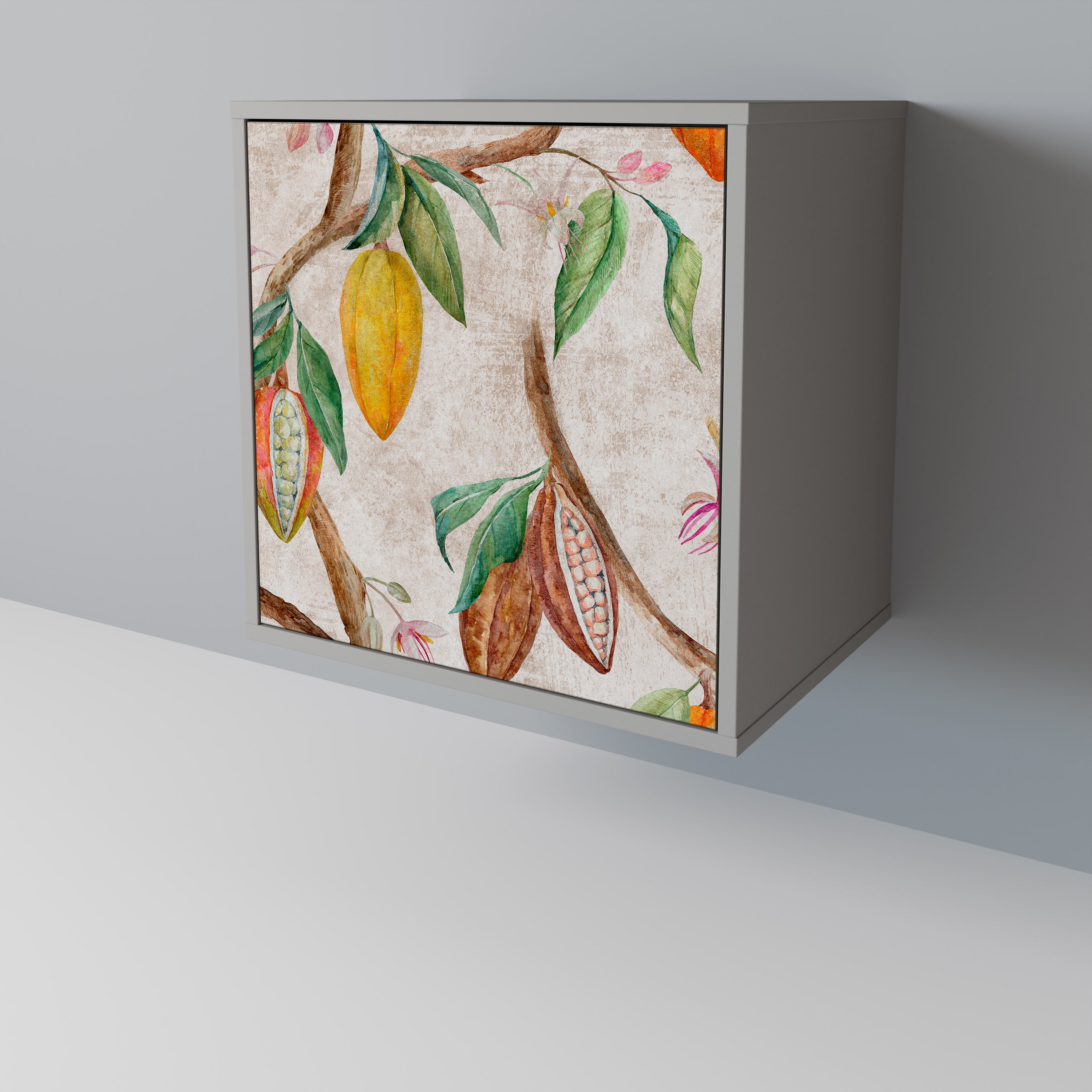 Aparador de 1 puerta COCOA FRUITS en acabado gris