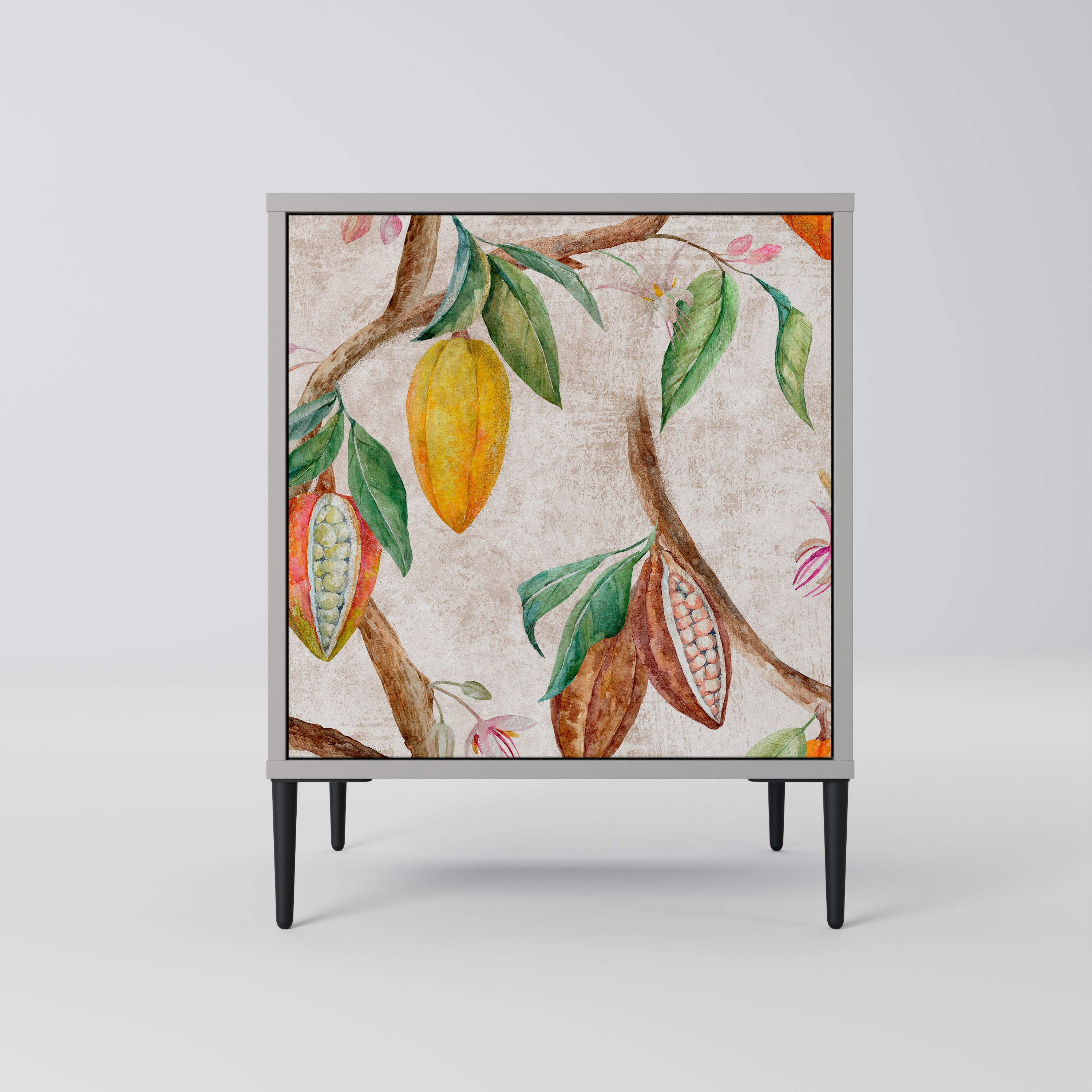 Aparador de 1 puerta COCOA FRUITS en acabado gris