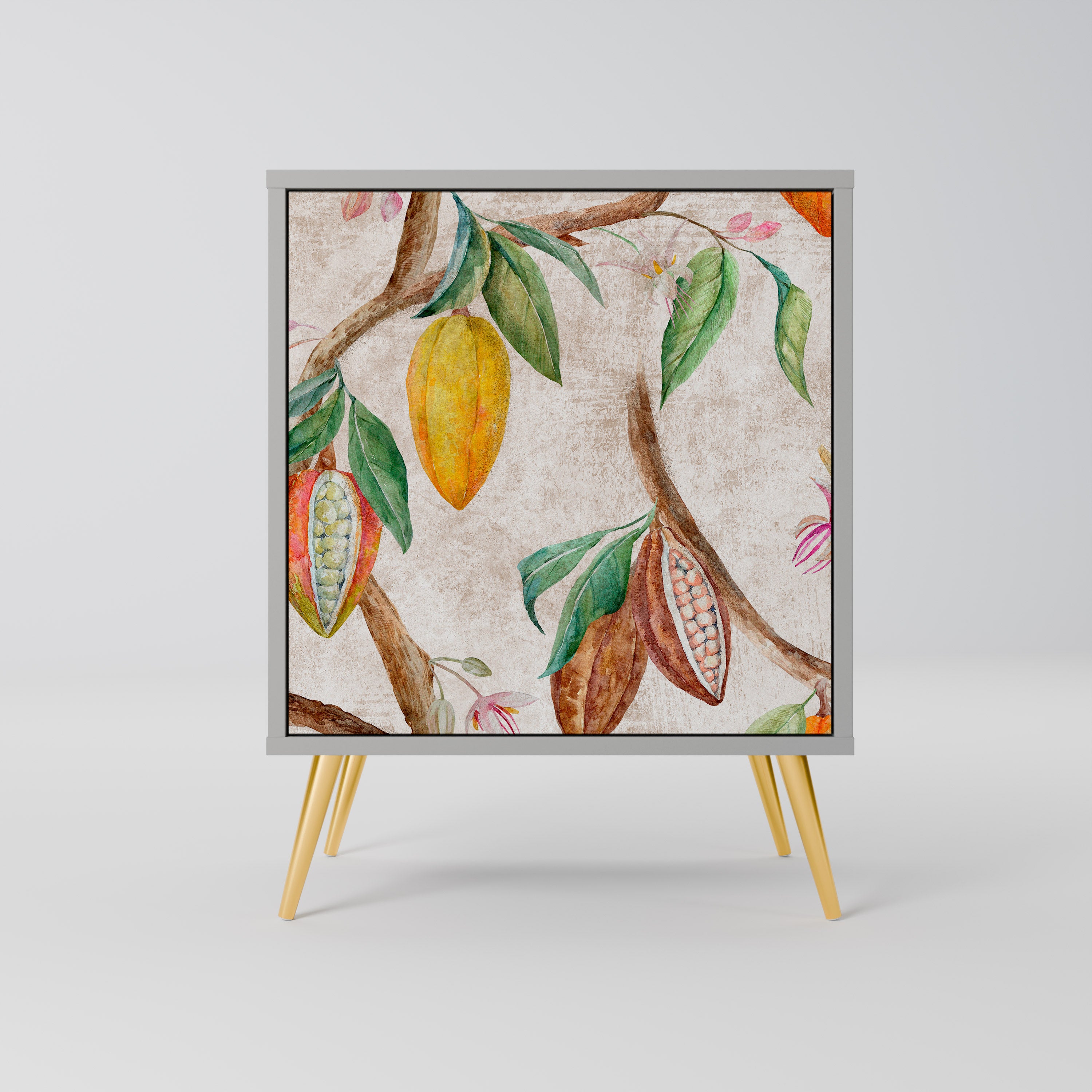 Aparador de 1 puerta COCOA FRUITS en acabado gris