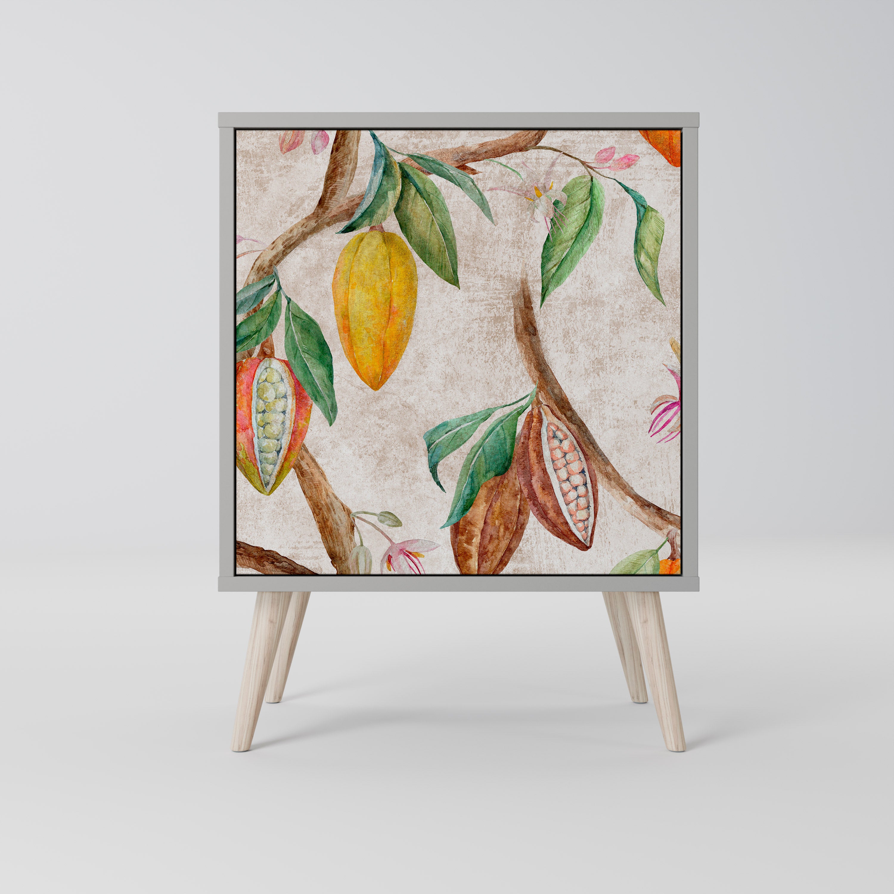 Aparador de 1 puerta COCOA FRUITS en acabado gris