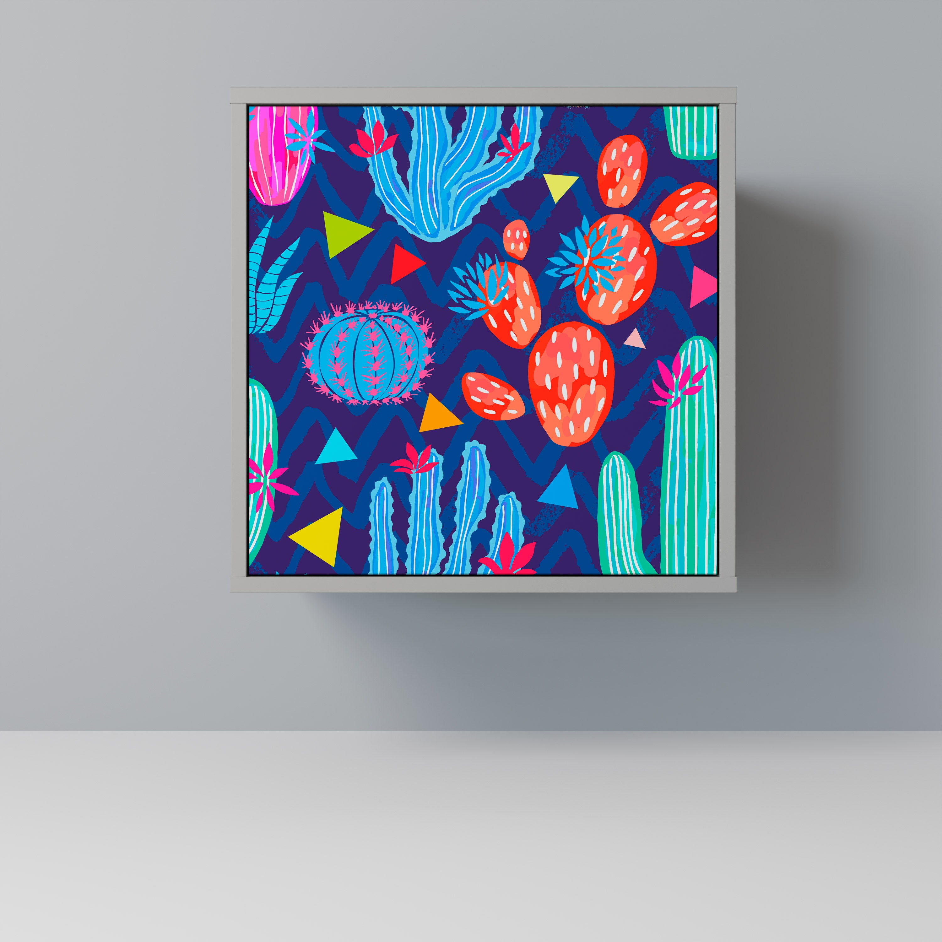 Aparador CACTUS VIBES de 1 puerta en acabado gris