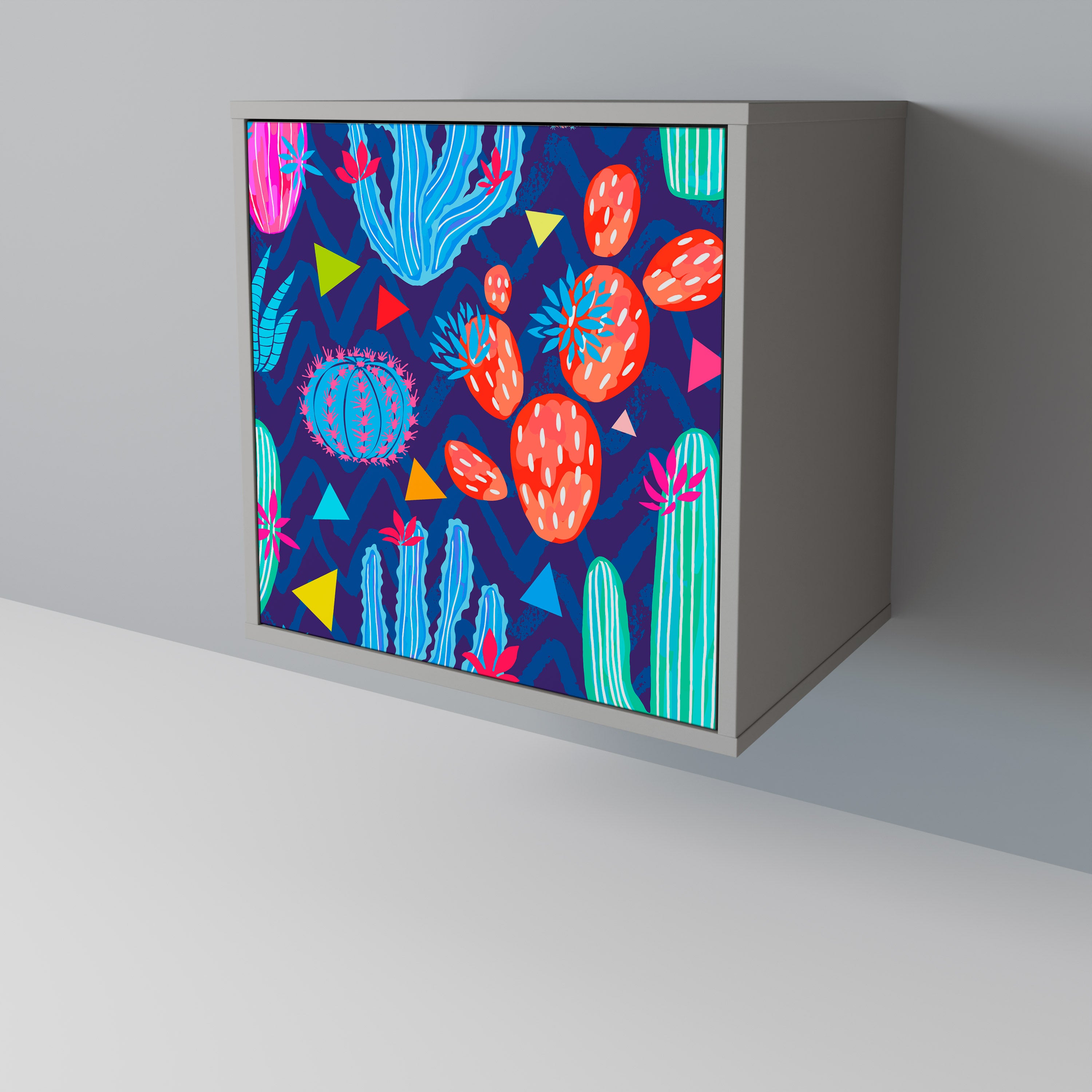 Aparador CACTUS VIBES de 1 puerta en acabado gris