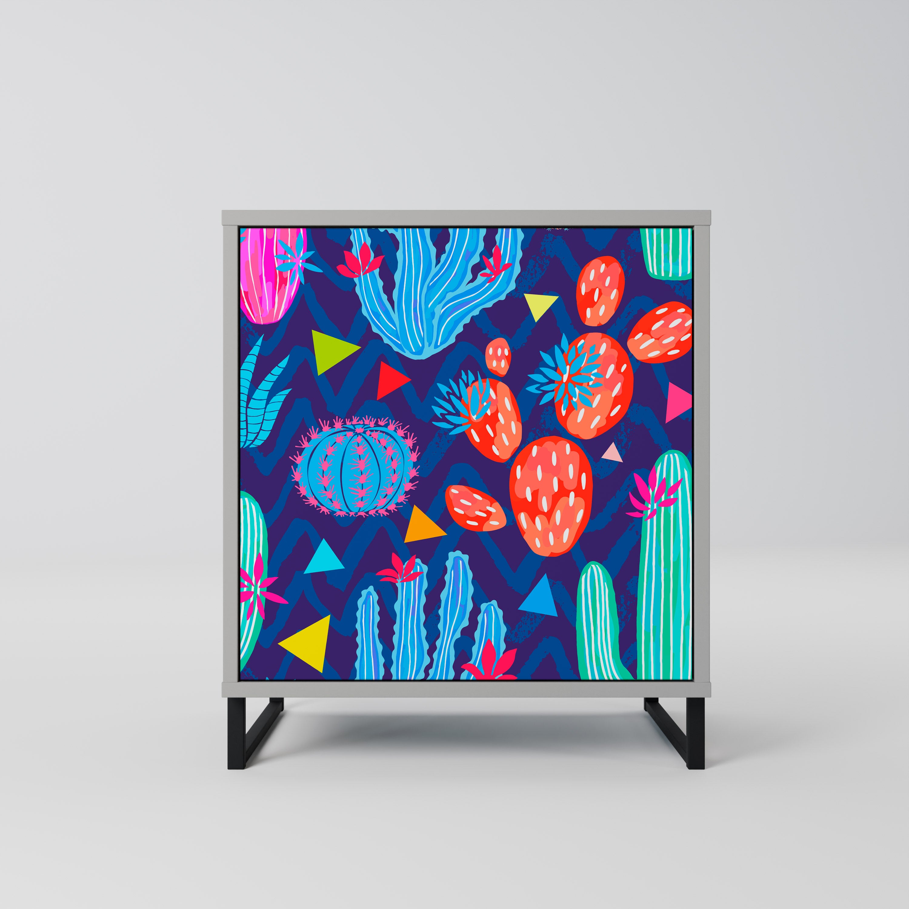 Aparador CACTUS VIBES de 1 puerta en acabado gris