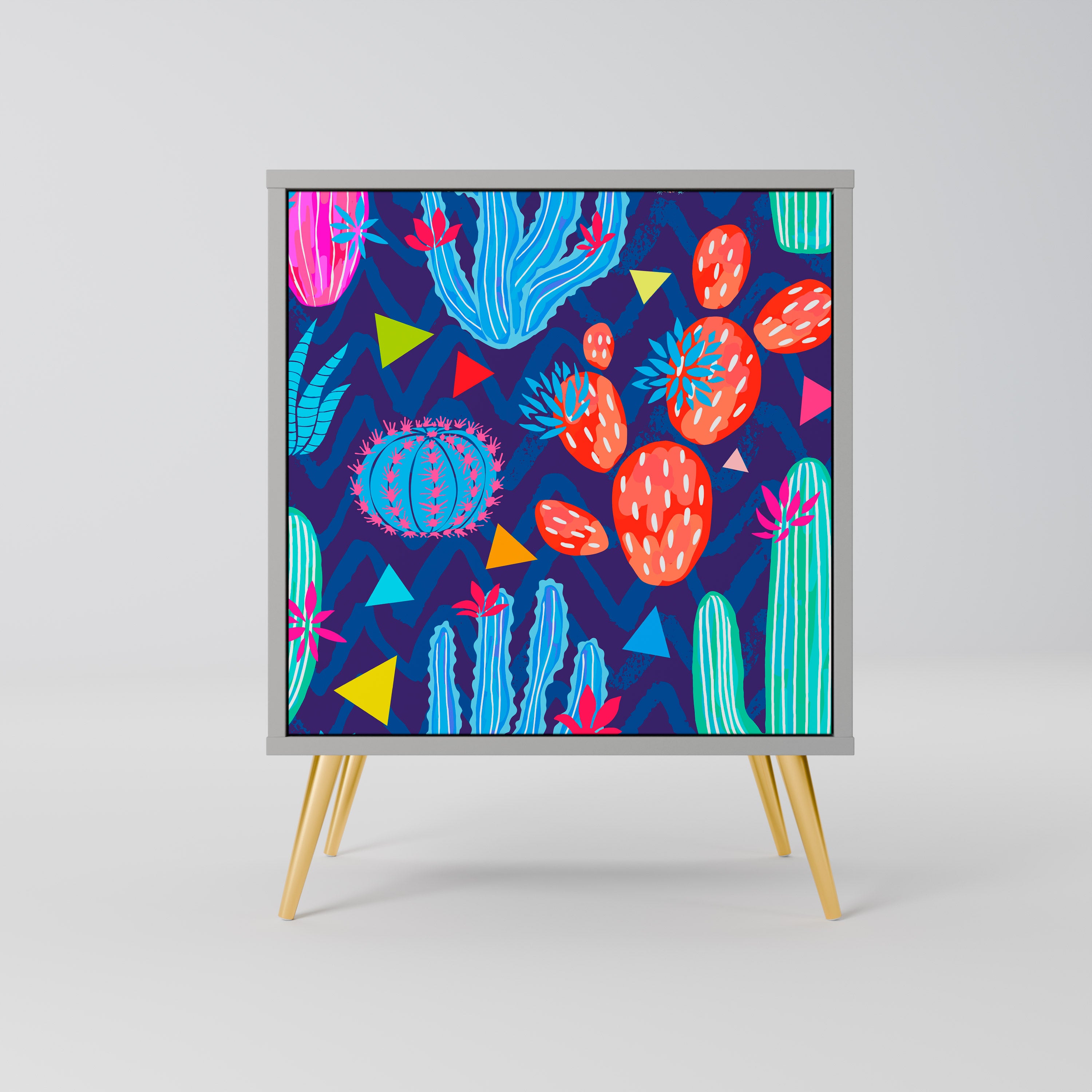 Aparador CACTUS VIBES de 1 puerta en acabado gris