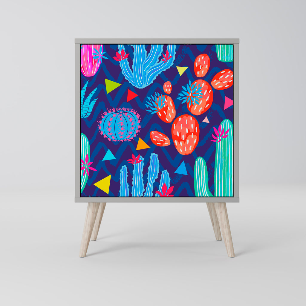 Aparador CACTUS VIBES de 1 puerta en acabado gris