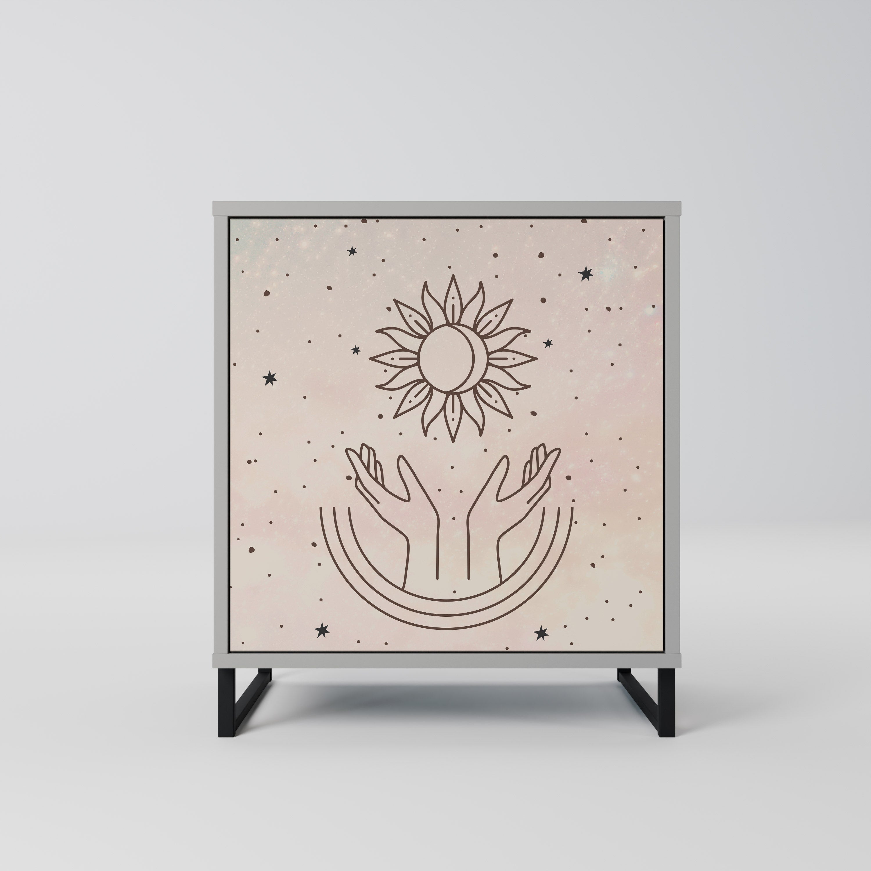 Aparador de 1 puerta DELICATE BEAUTY en acabado gris