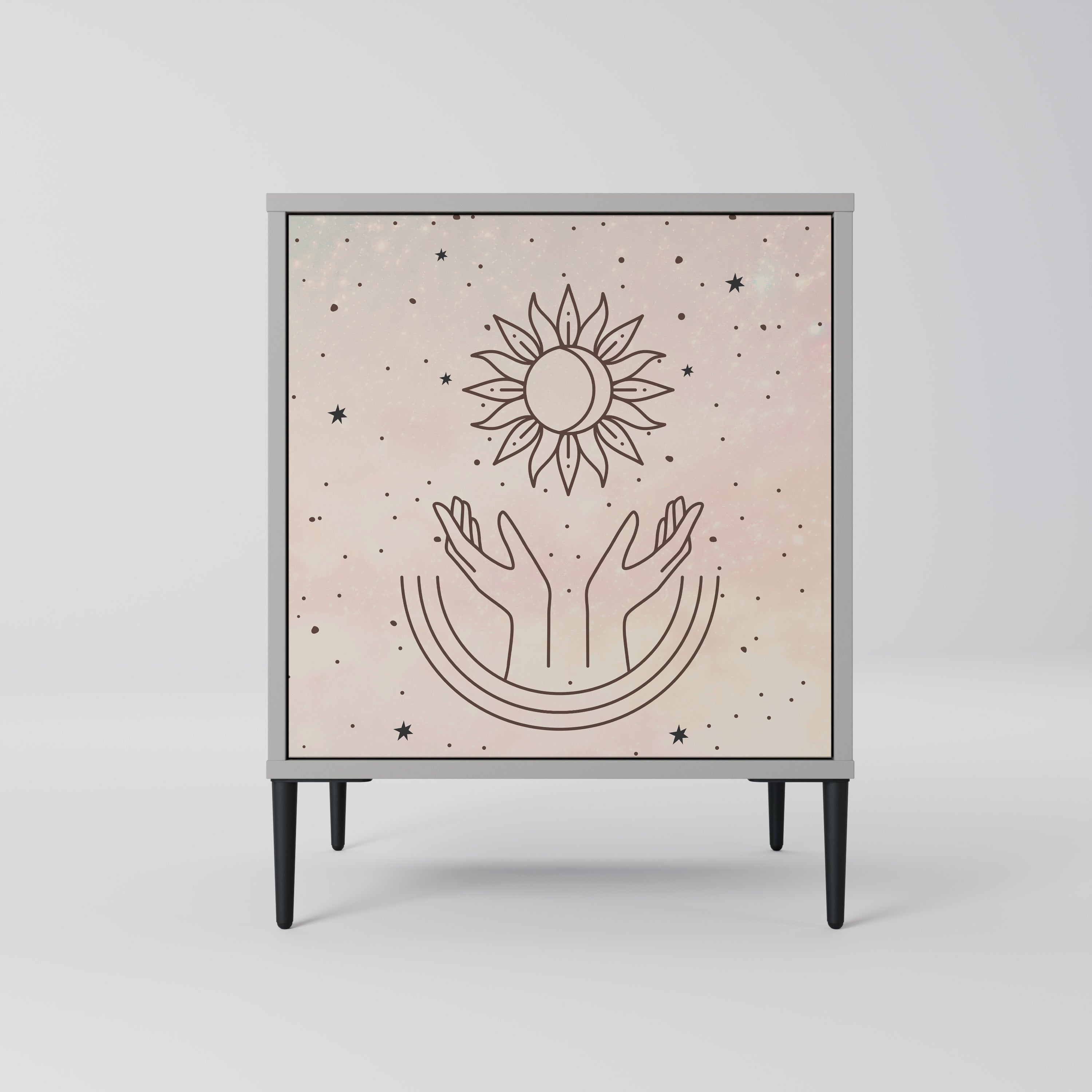 Aparador de 1 puerta DELICATE BEAUTY en acabado gris