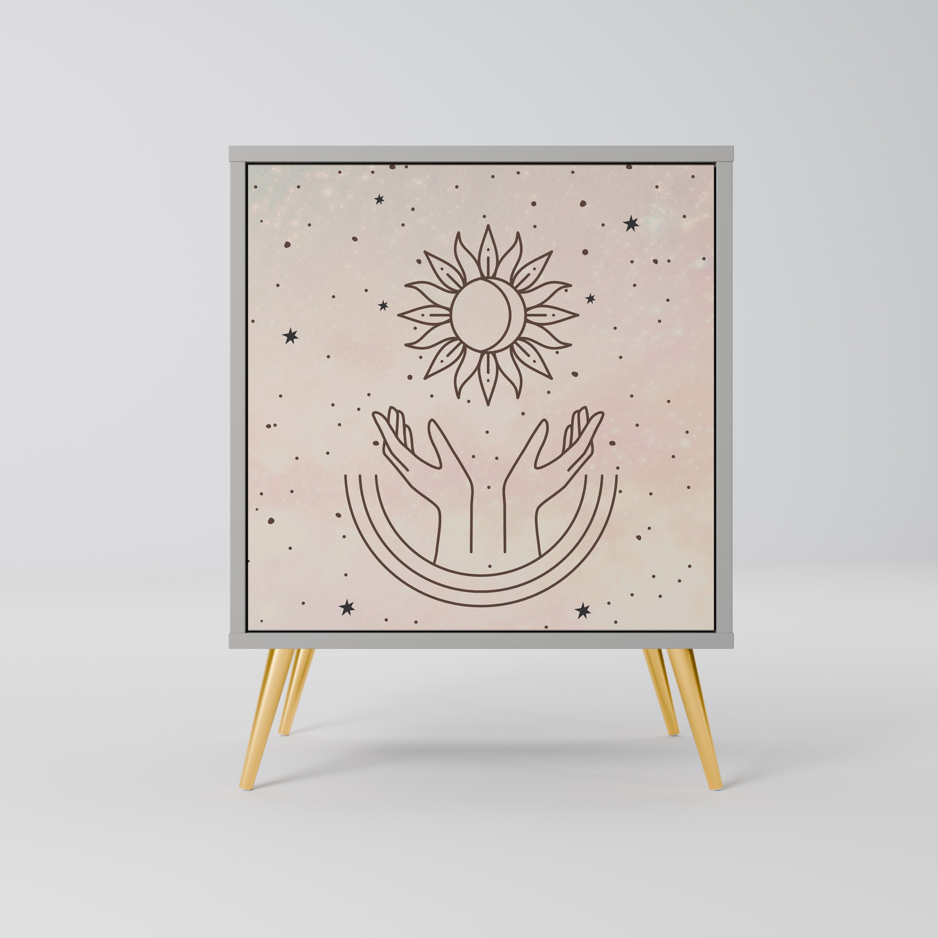 Aparador de 1 puerta DELICATE BEAUTY en acabado gris