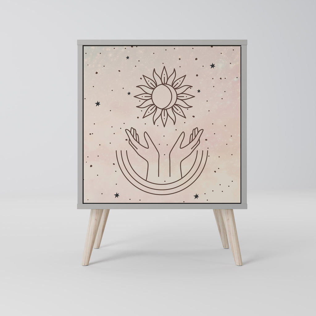 Aparador de 1 puerta DELICATE BEAUTY en acabado gris