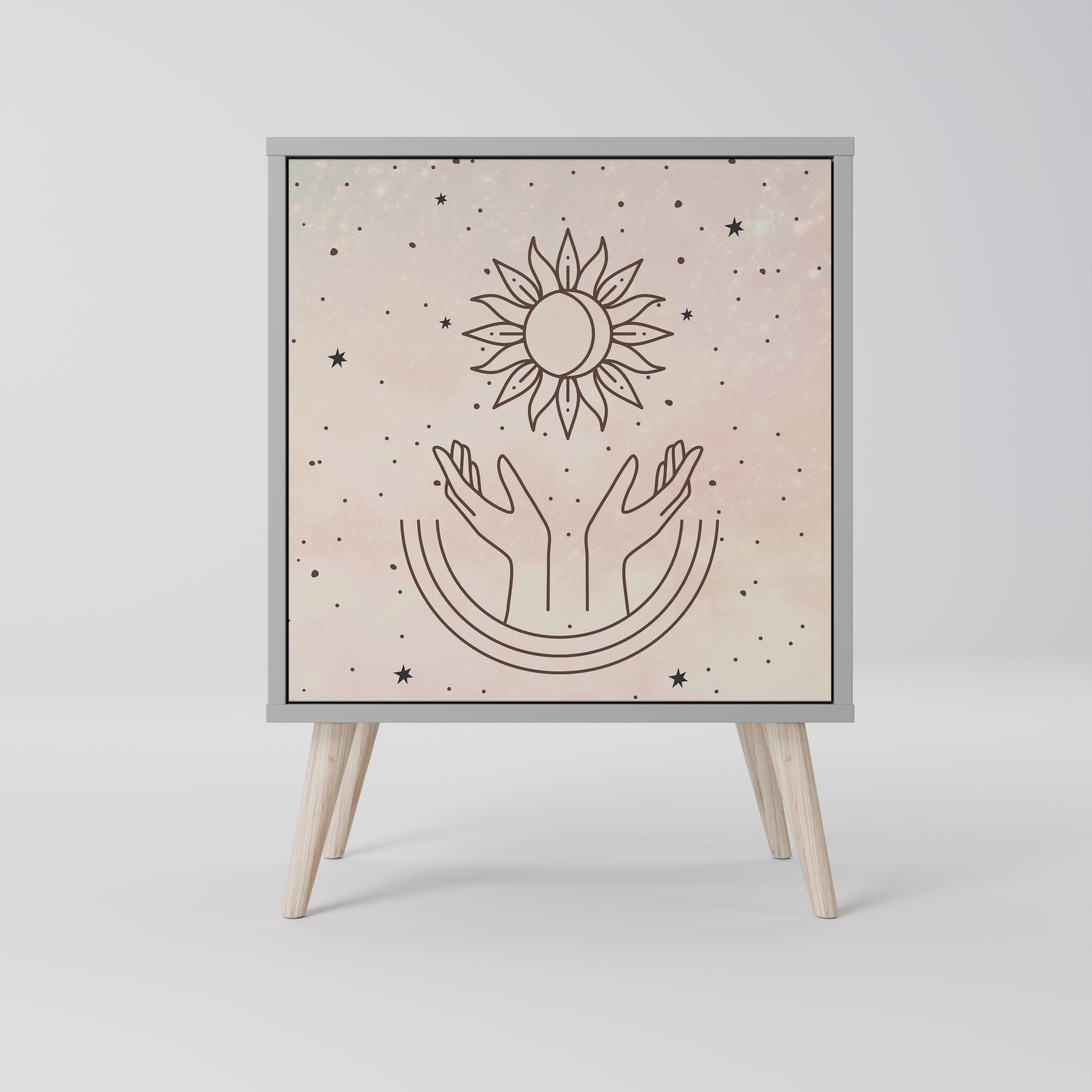 Aparador de 1 puerta DELICATE BEAUTY en acabado gris