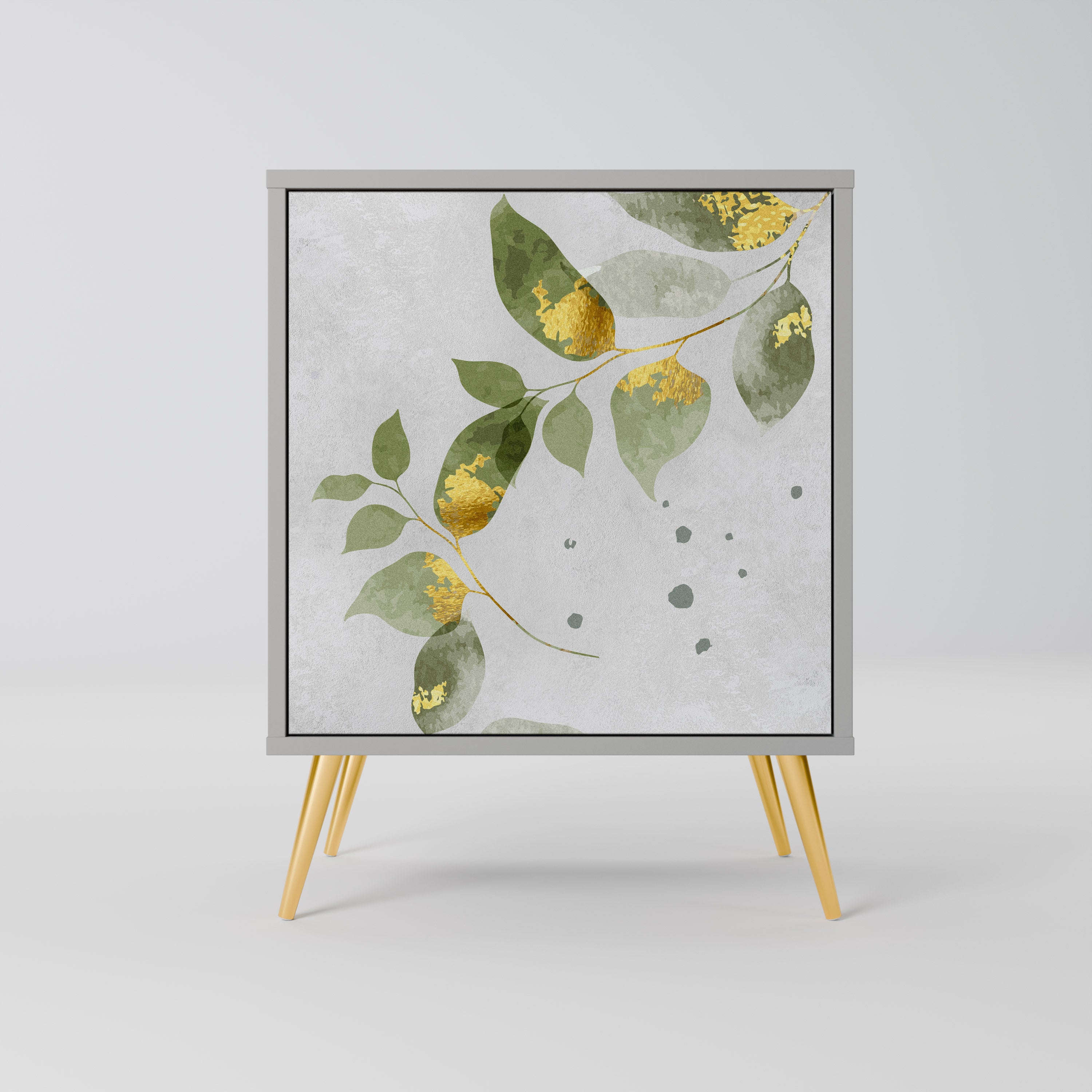 Aparador ELEGANT BOTANICS de 1 puerta en acabado gris