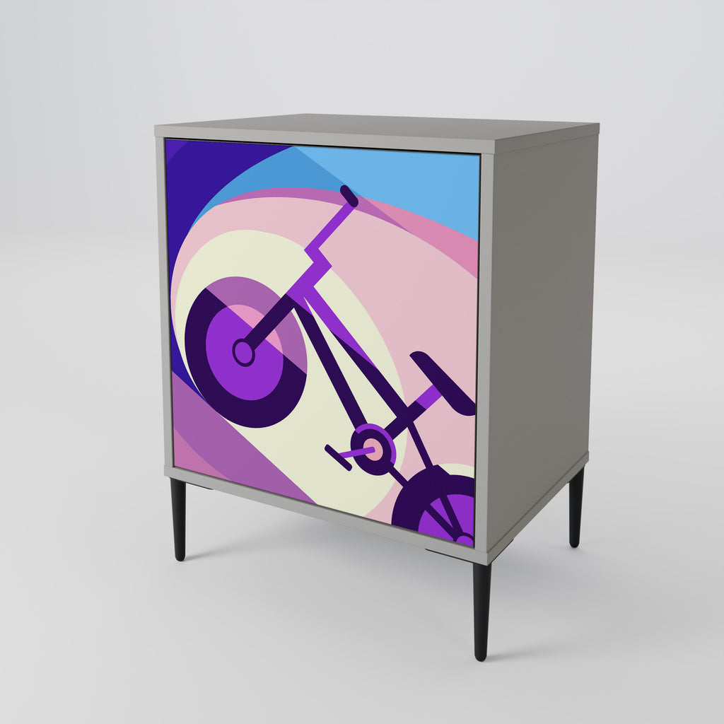 BIKE DREAMS 1-Door Sideboard in Grey Finish