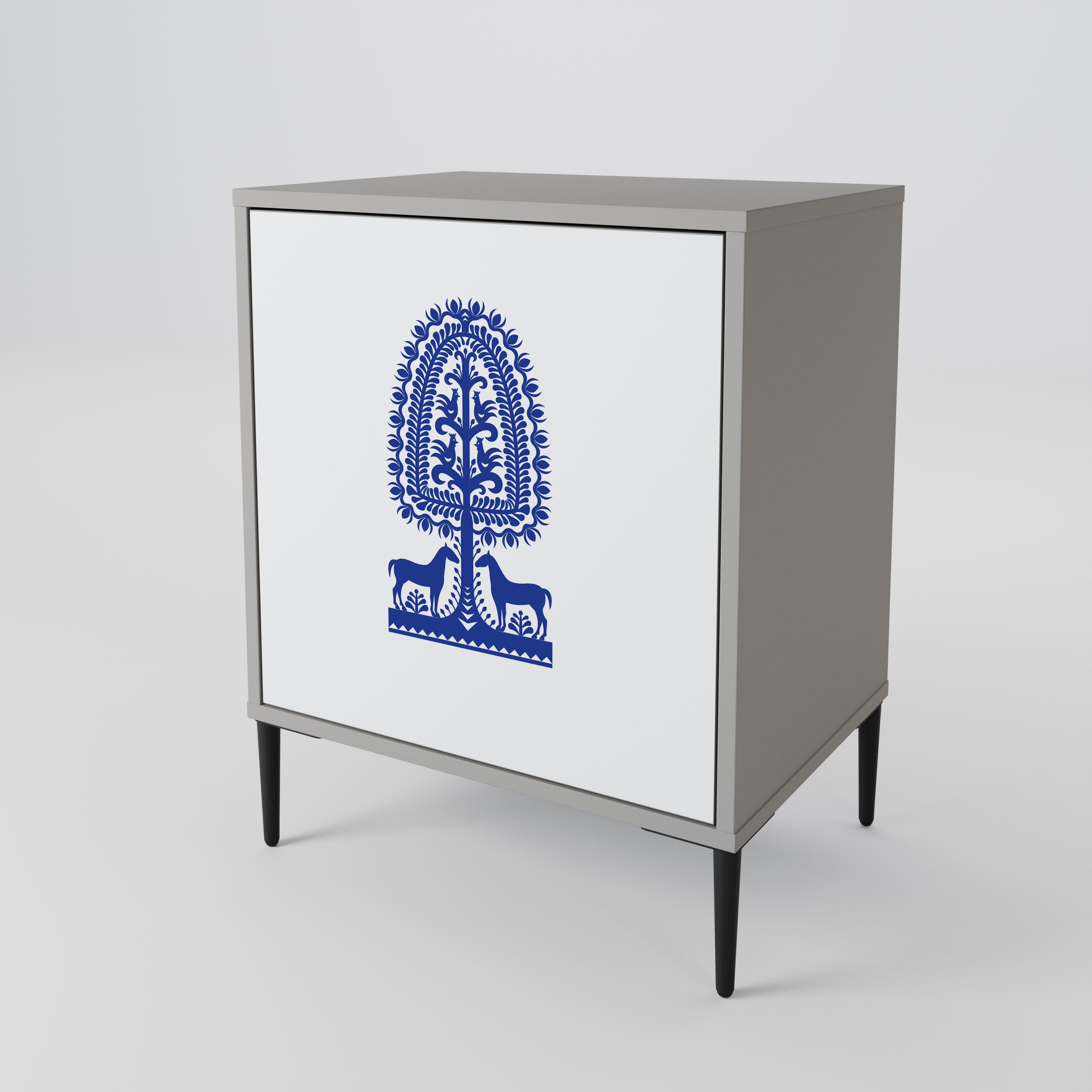 POLISH FOLK ART Aparador de 1 Puerta