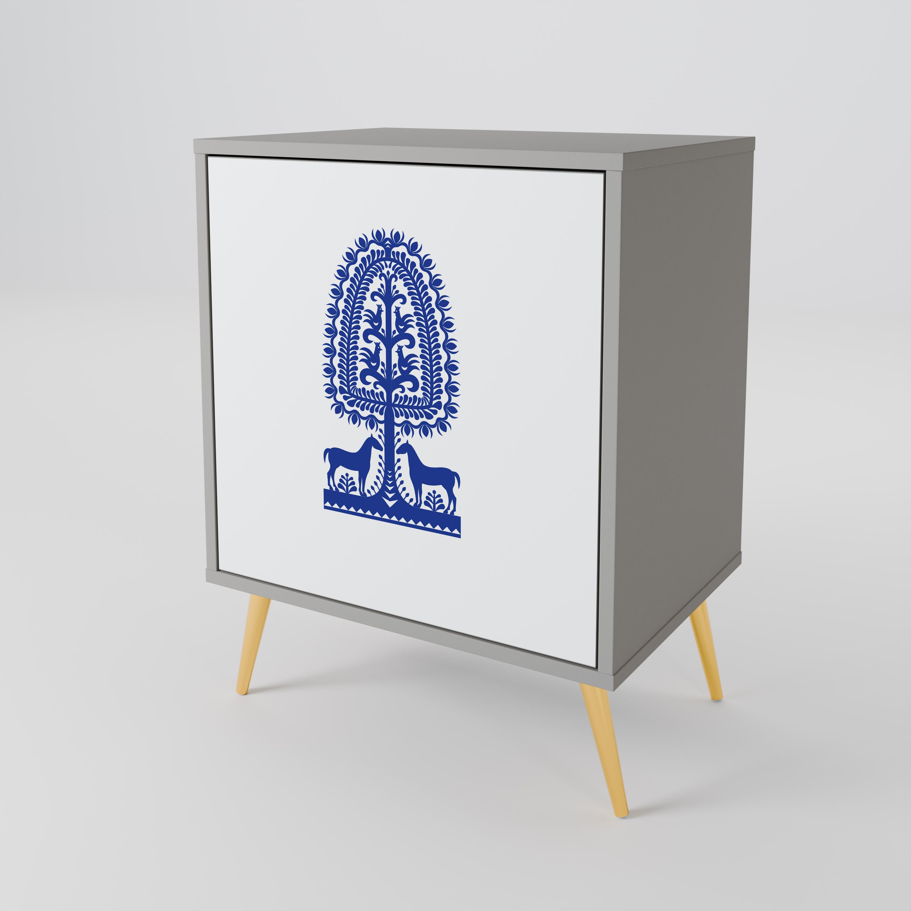 POLISH FOLK ART Aparador de 1 Puerta