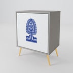 POLISH FOLK ART Aparador de 1 Puerta en Acabado Gris