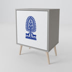 POLISH FOLK ART Aparador de 1 Puerta en Acabado Gris