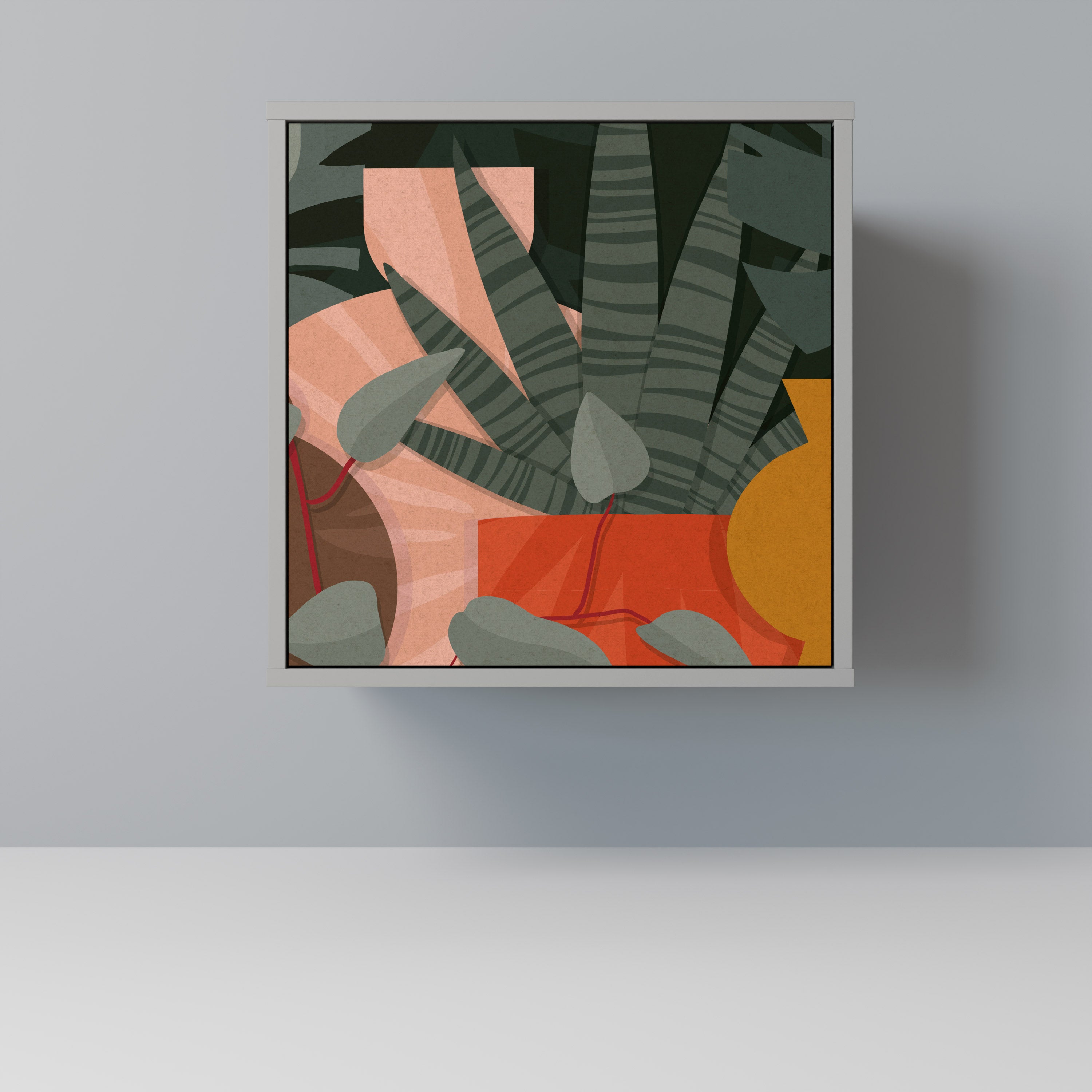 Aparador TROPICAL COMPOSITION de 1 puerta en acabado gris