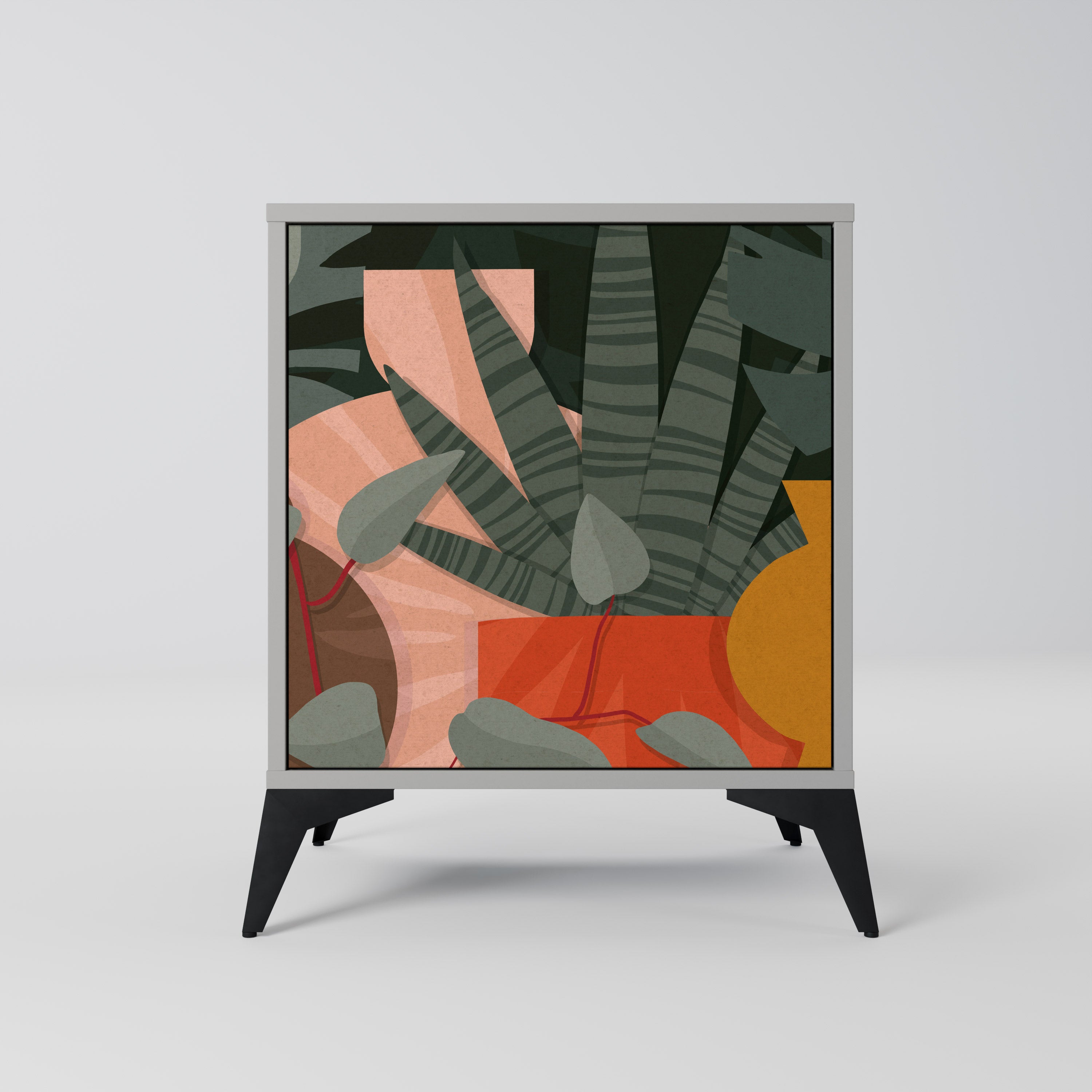 Aparador TROPICAL COMPOSITION de 1 puerta en acabado gris