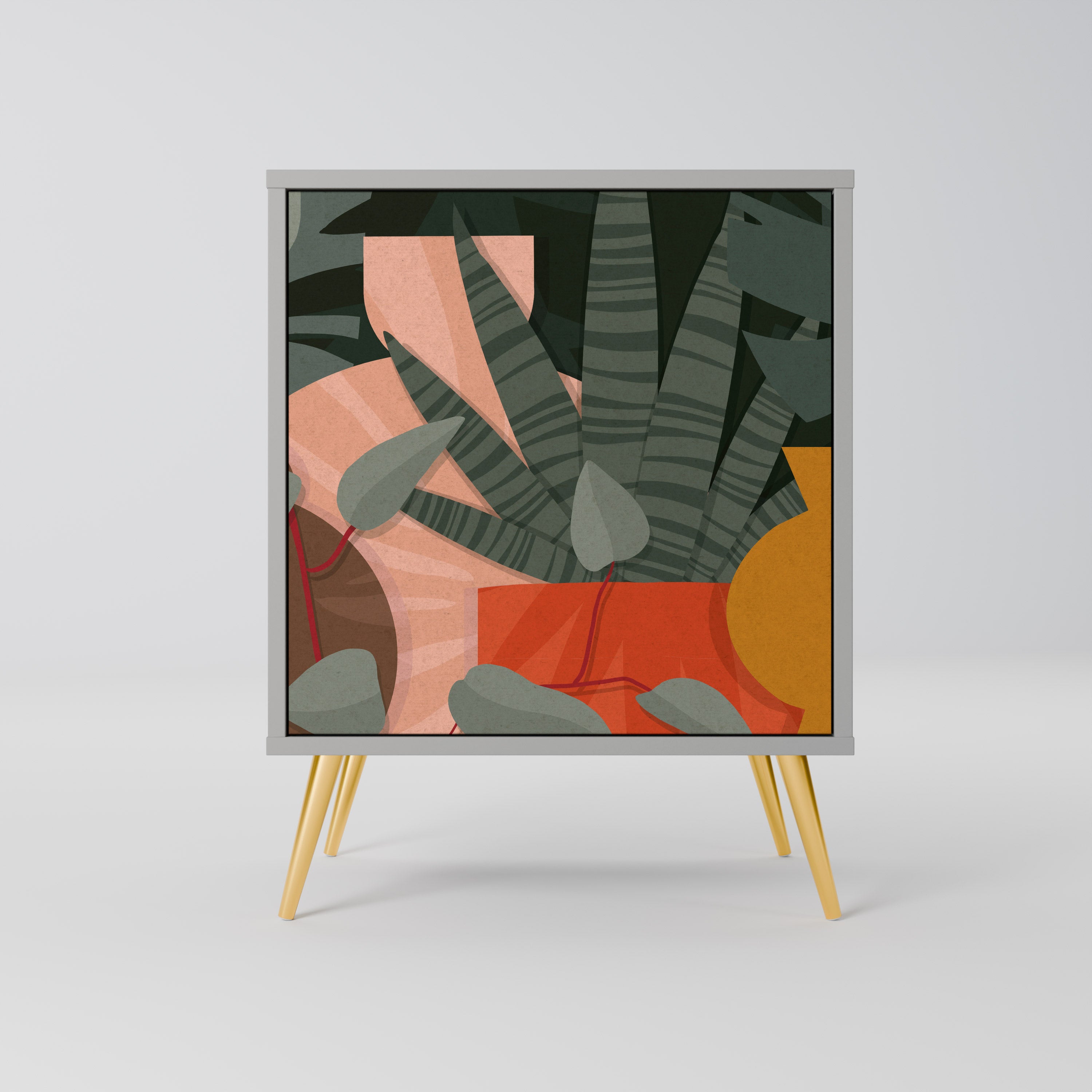 Aparador TROPICAL COMPOSITION de 1 puerta en acabado gris