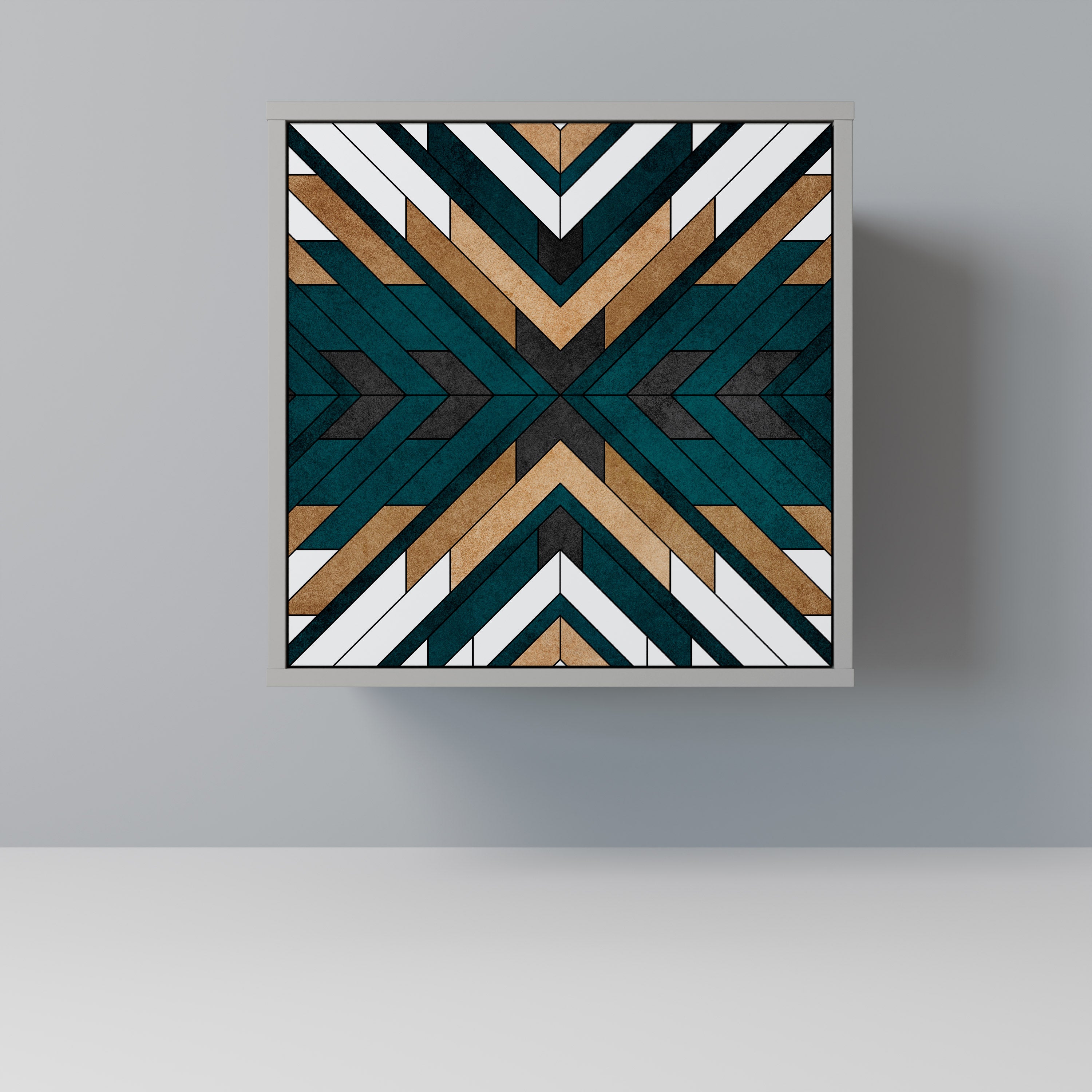 Aparador de 1 puerta ARTISTIC GEOMETRY en acabado gris