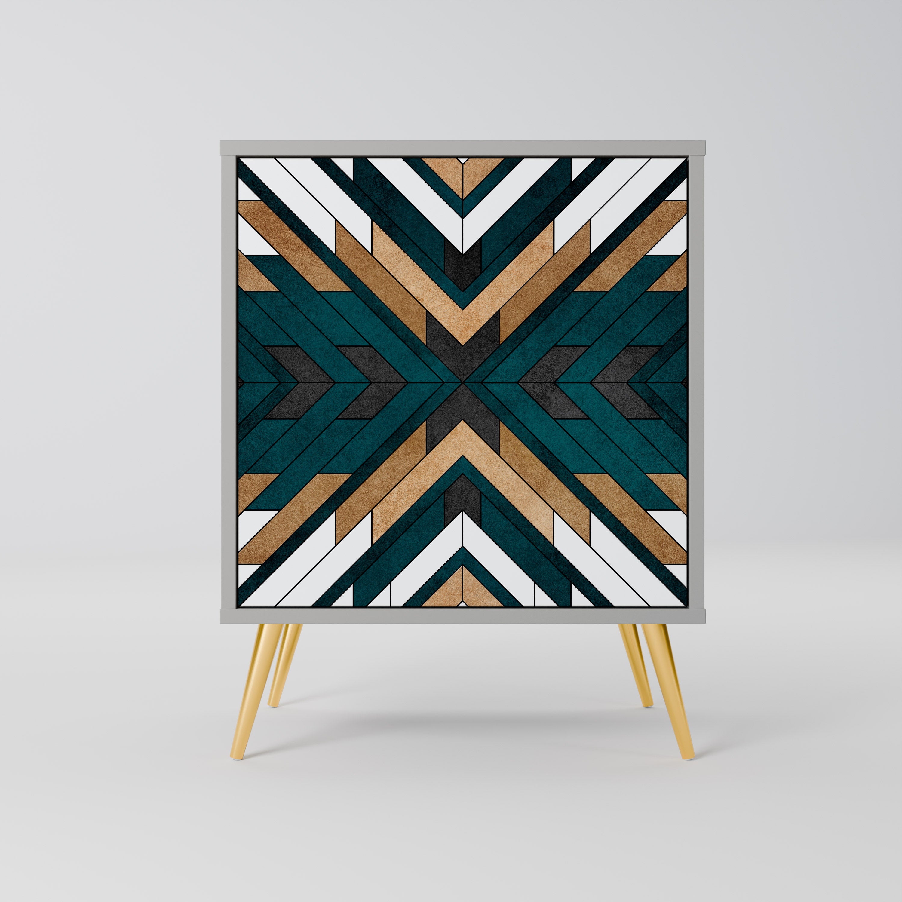 Aparador de 1 puerta ARTISTIC GEOMETRY en acabado gris