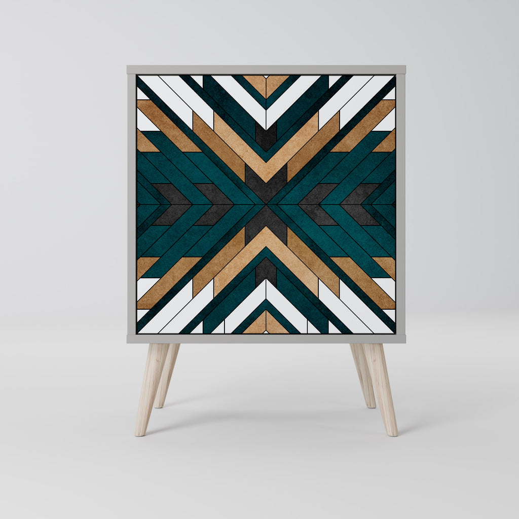 Aparador de 1 puerta ARTISTIC GEOMETRY en acabado gris