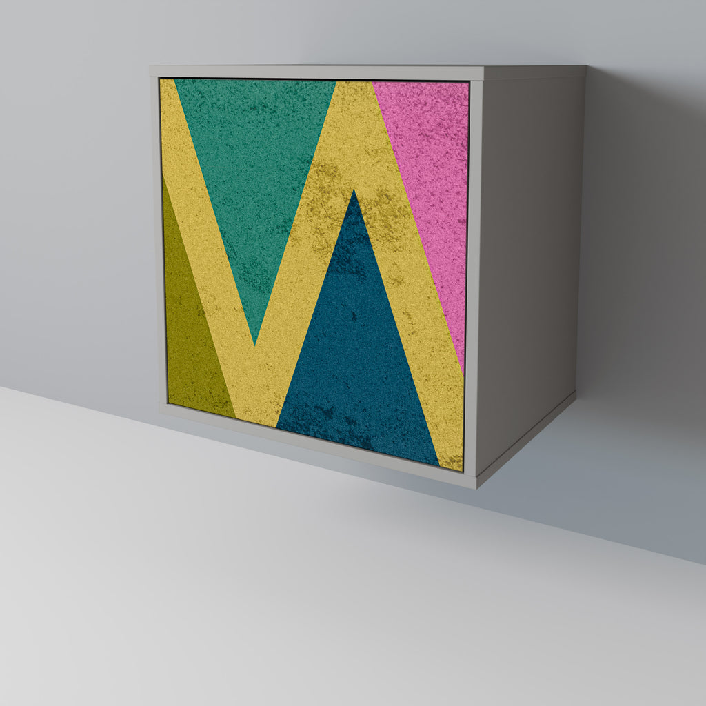 Aparador de 1 puerta COLORFUL TRIANGLES en acabado gris