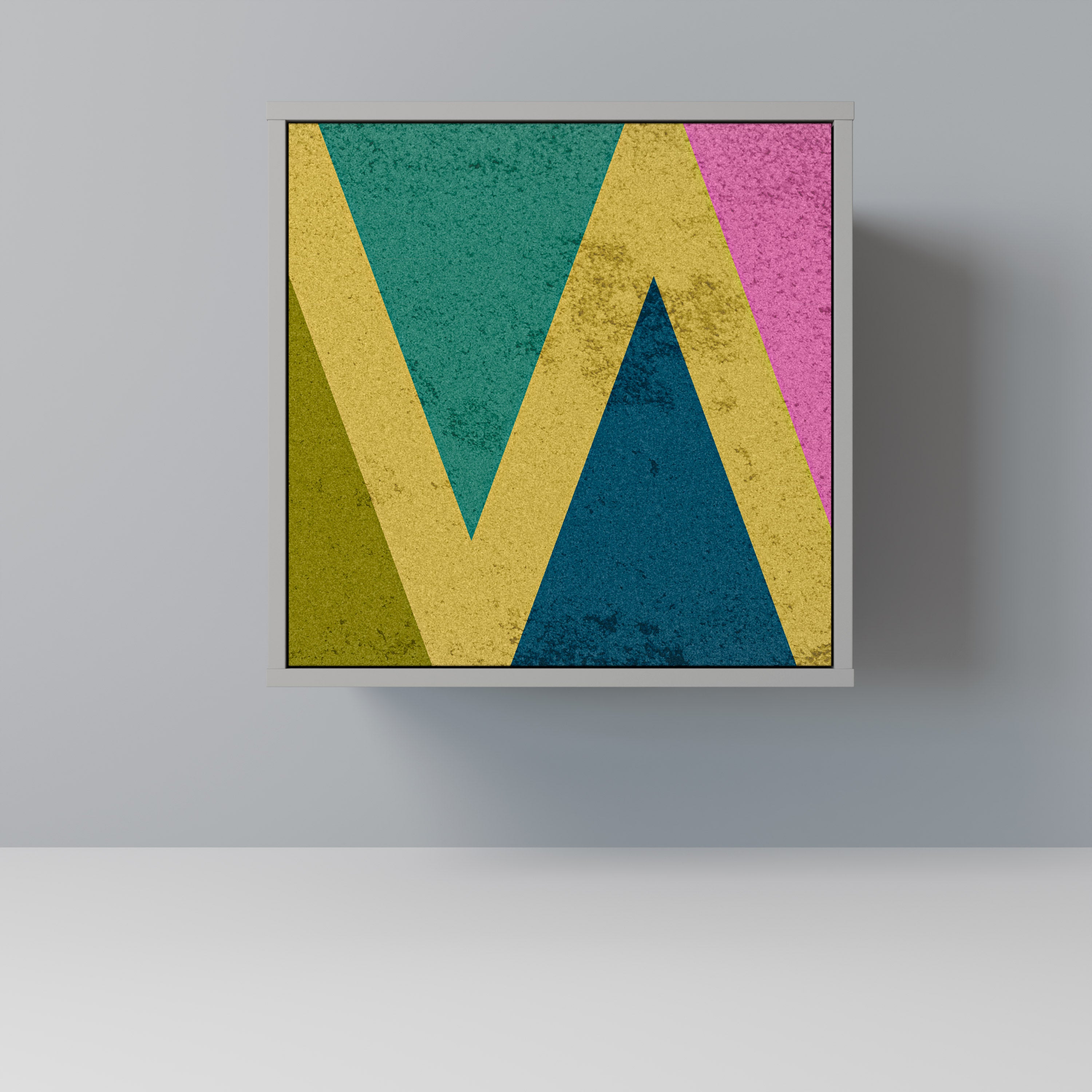 Aparador de 1 puerta COLORFUL TRIANGLES en acabado gris