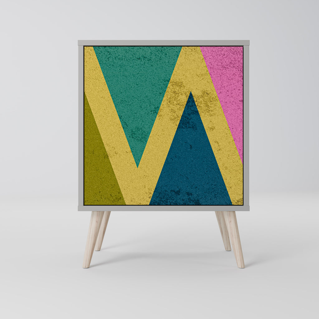 Aparador de 1 puerta COLORFUL TRIANGLES en acabado gris