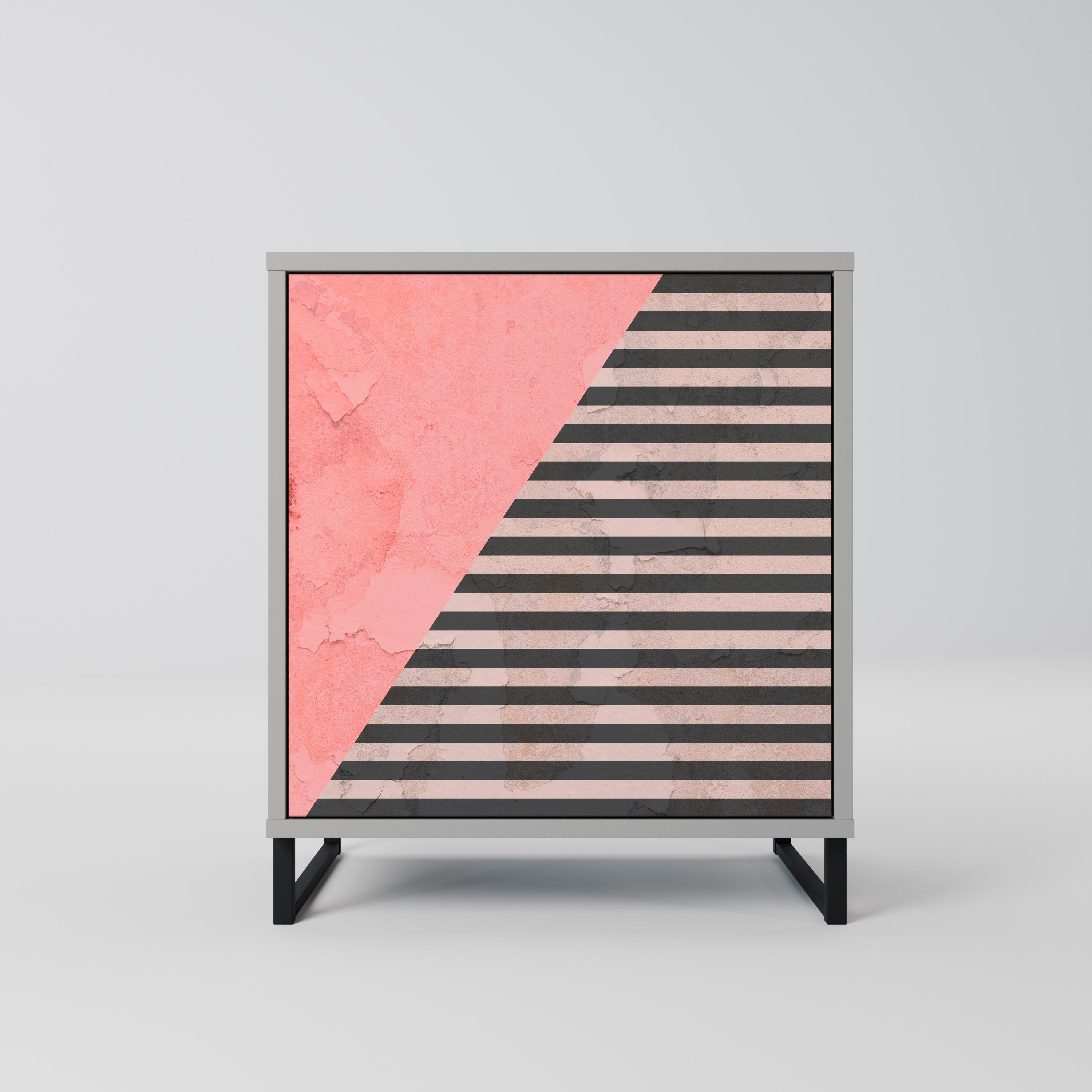 Aparador de una puerta GLAMOROUS STRIPE en acabado gris