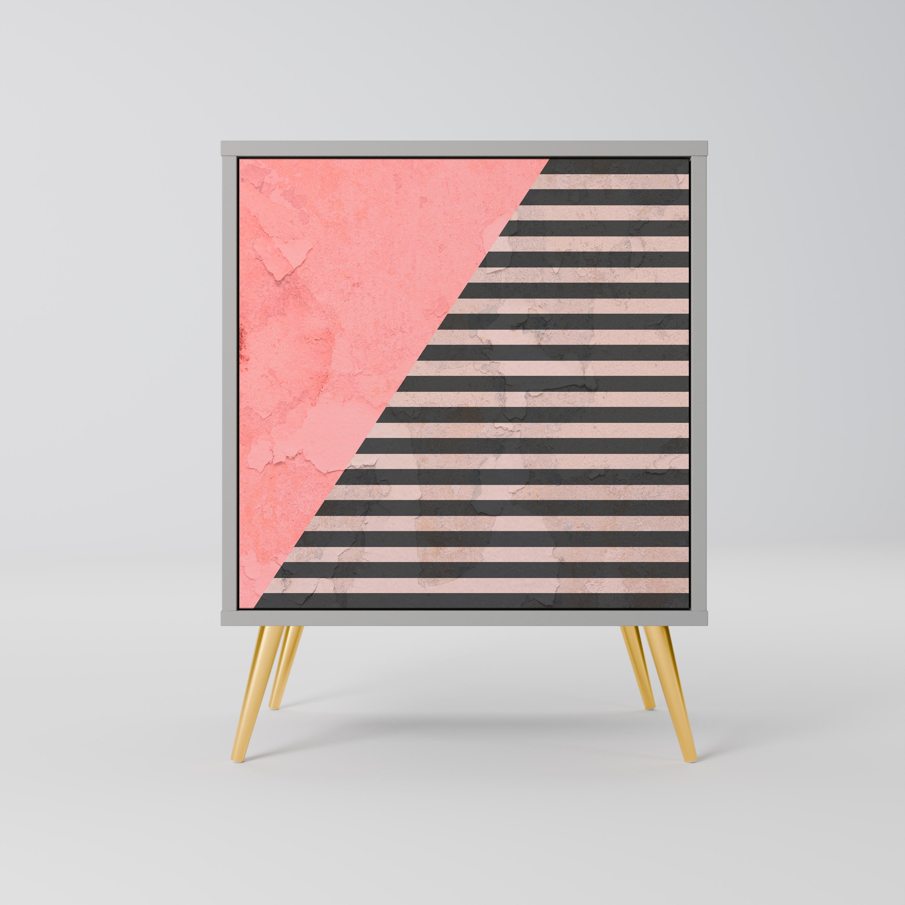 Aparador de una puerta GLAMOROUS STRIPE en acabado gris