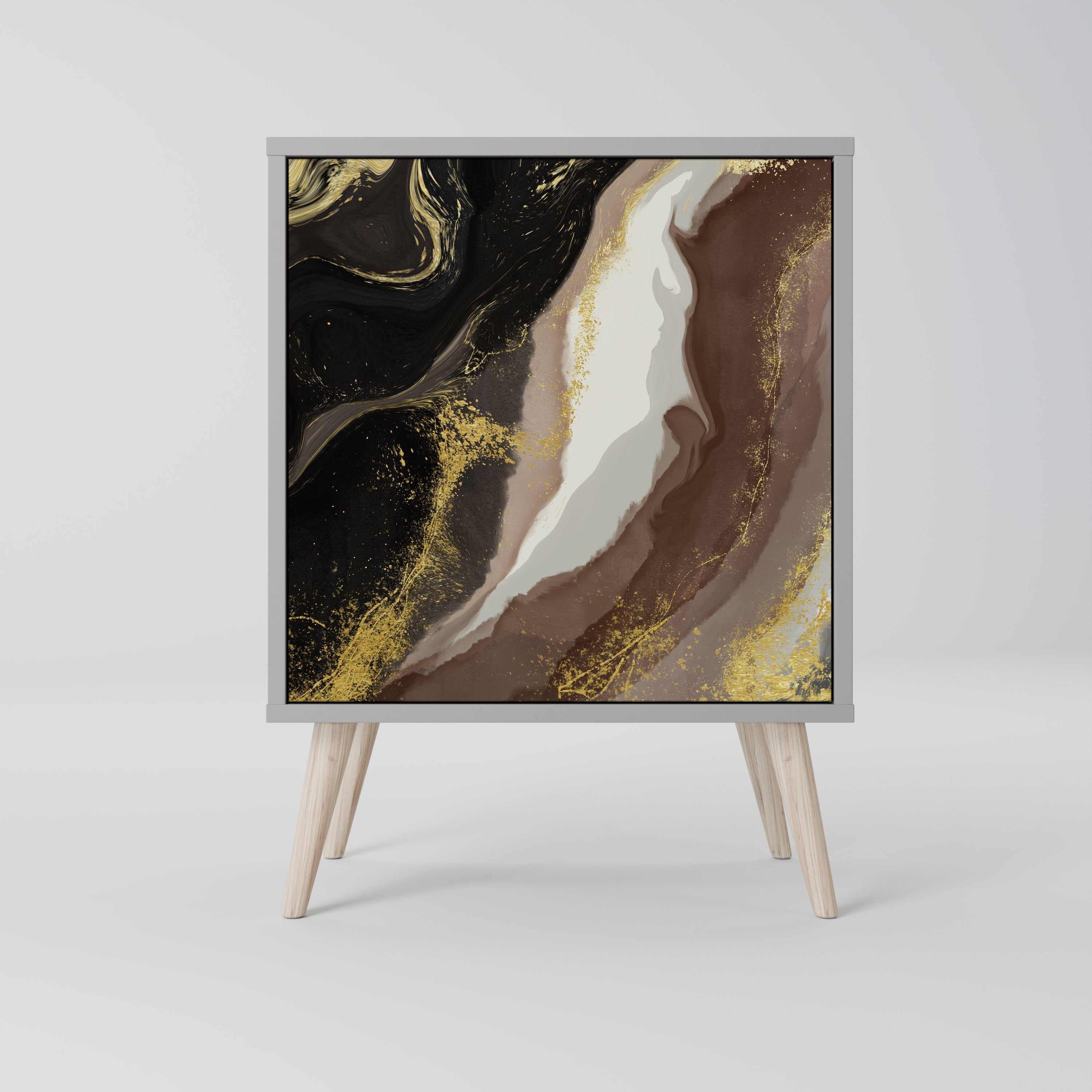 Aparador GOLD DUST de 1 puerta en acabado gris