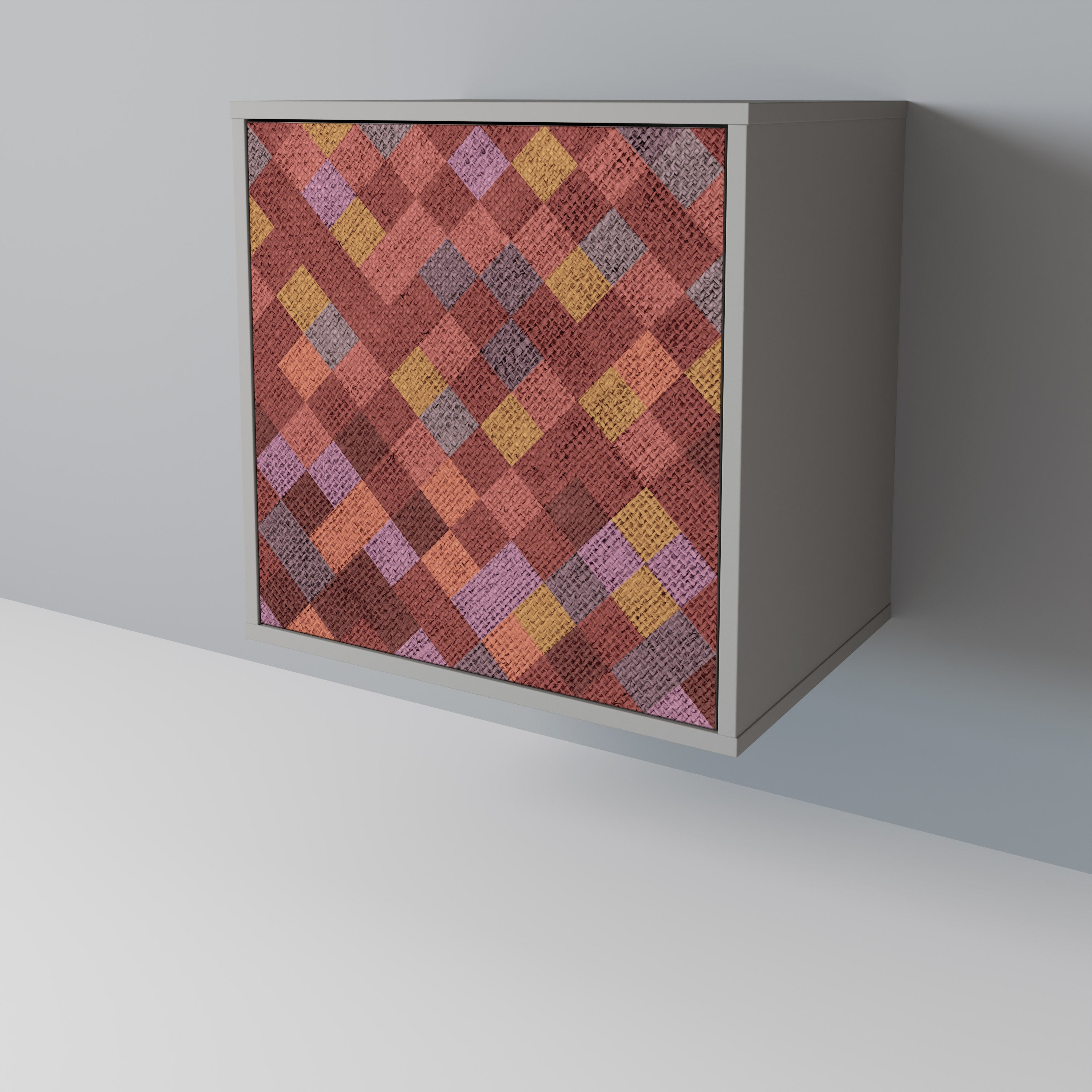 Aparador de 1 puerta PAINTED SQUARES en acabado gris