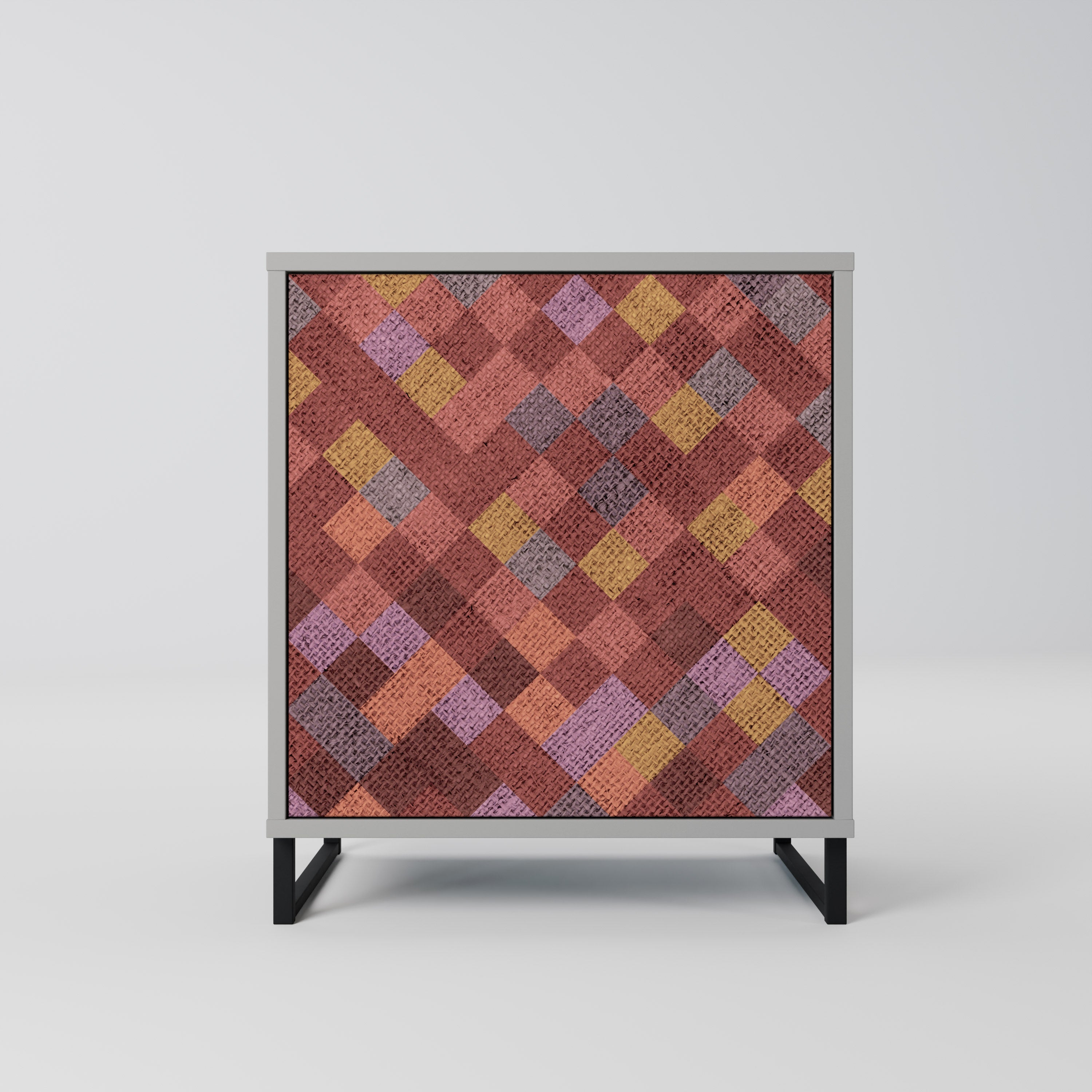 Aparador de 1 puerta PAINTED SQUARES en acabado gris