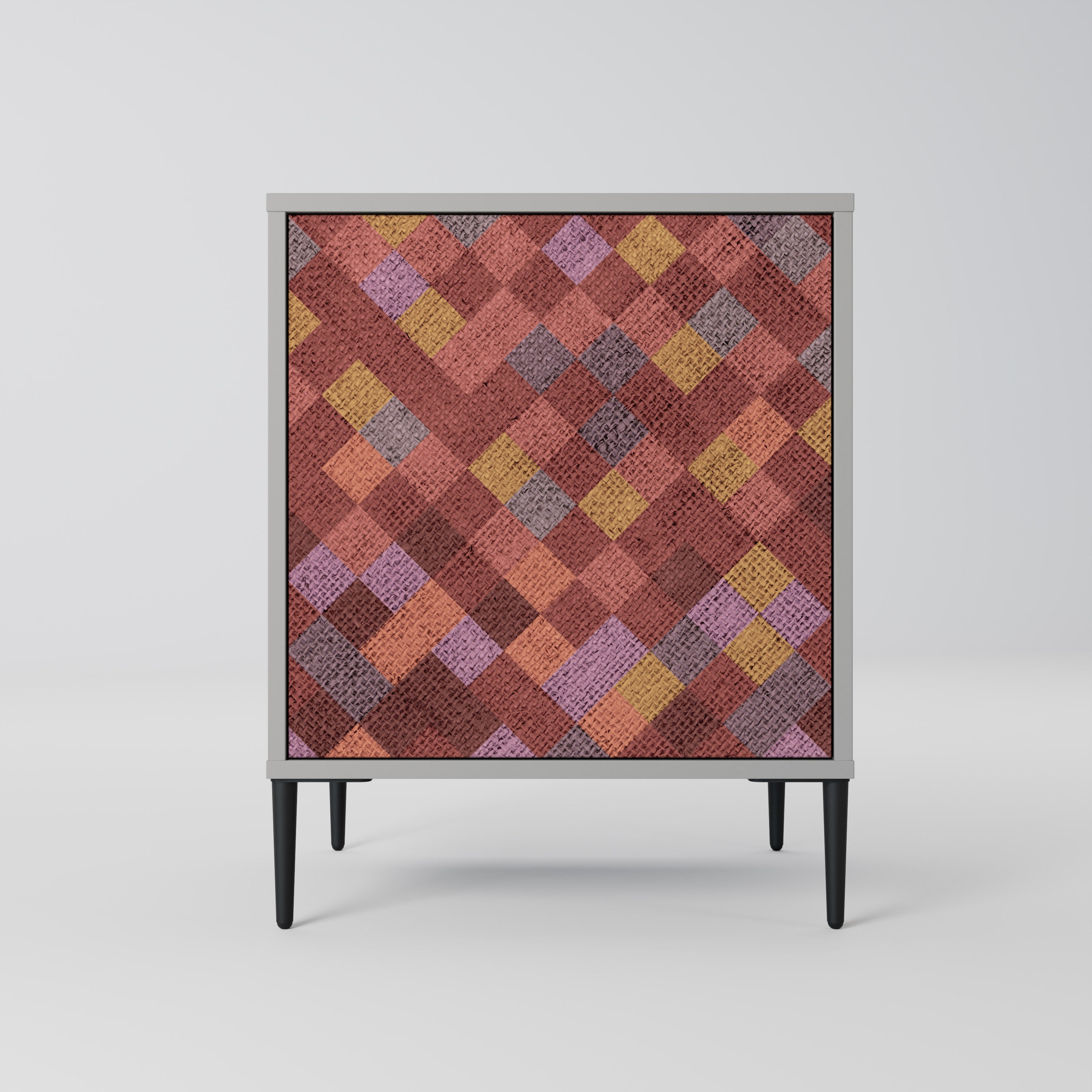Aparador de 1 puerta PAINTED SQUARES en acabado gris