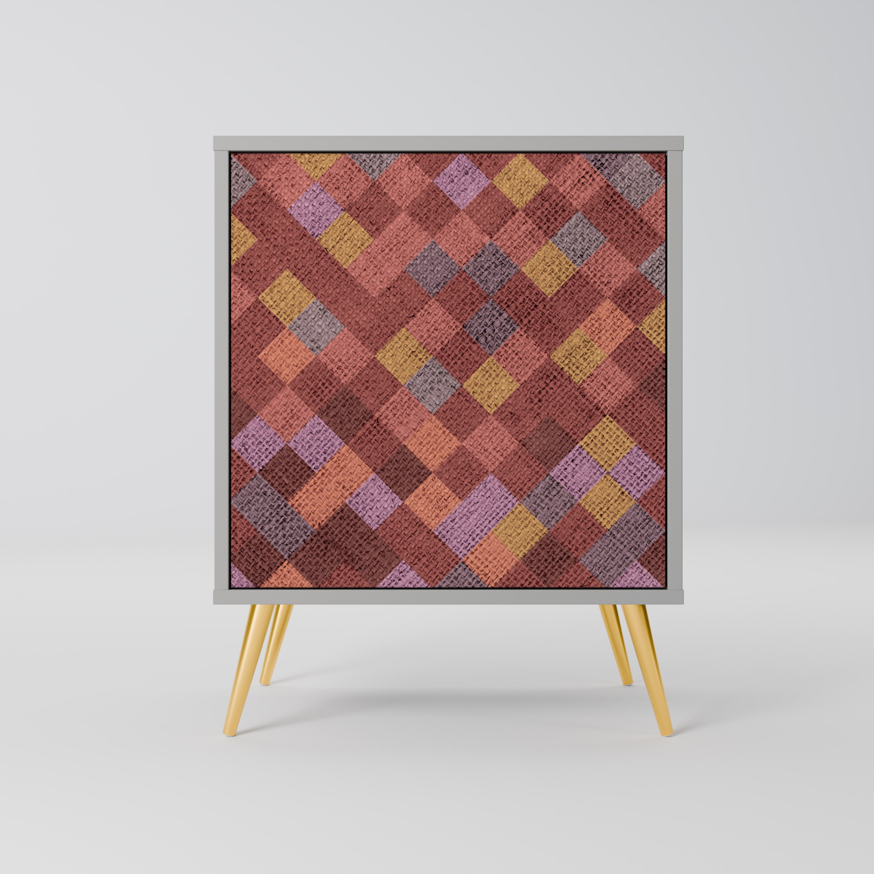 Aparador de 1 puerta PAINTED SQUARES en acabado gris